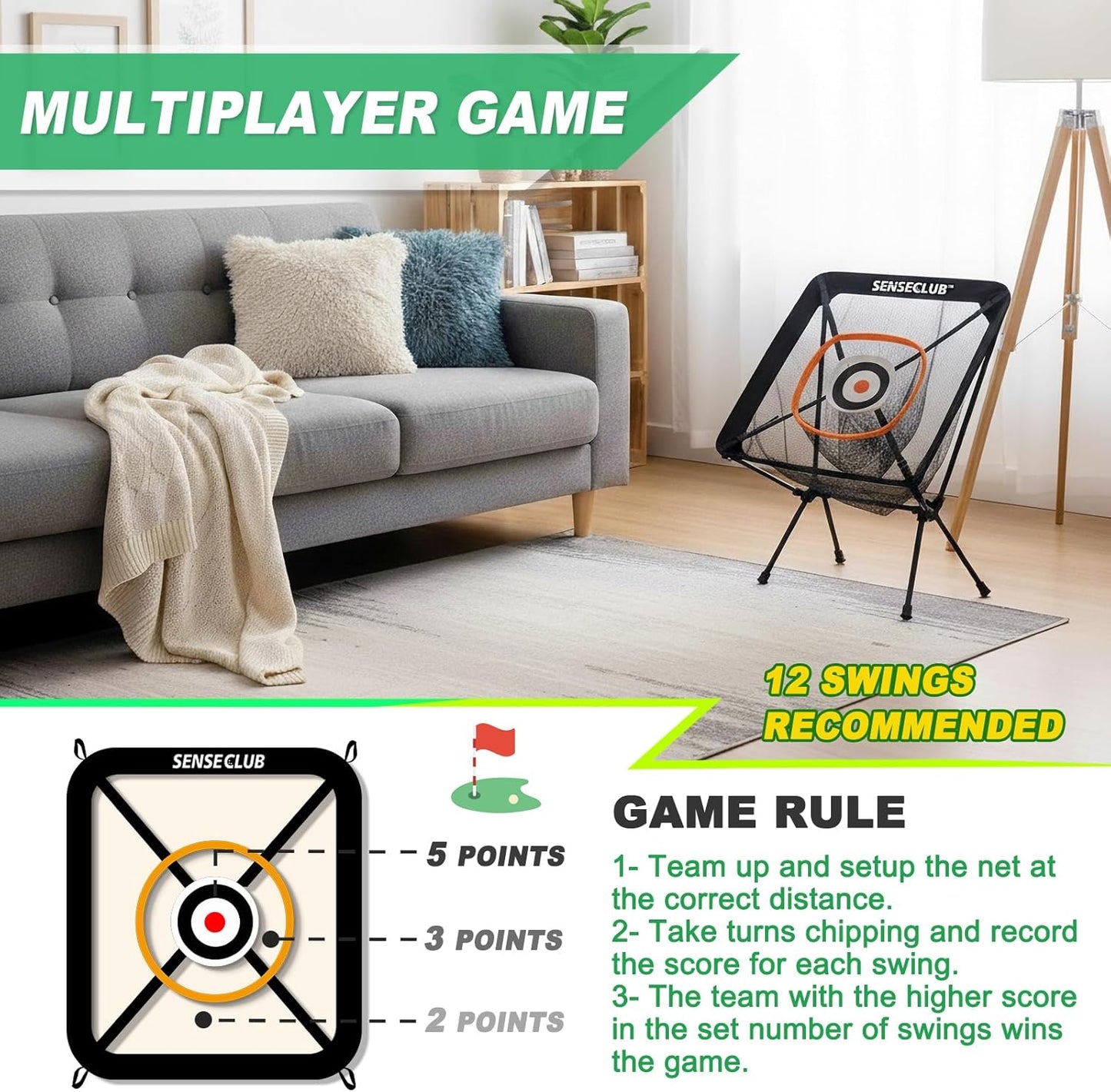 Foldable Chipping Net with Mat & Balls, Indoor Golf Practice Chipping Target, Backyard Golf Game & Gifts