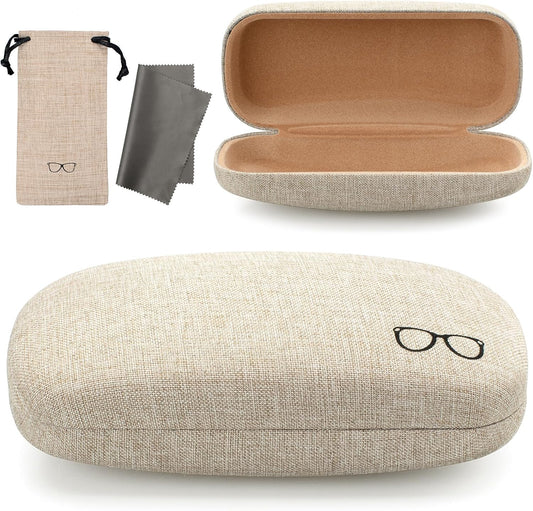 Vemiss Hard Shell Eyeglasses Cases, Linen Fabrics Protector Sunglasses Case, Large Glasses Case