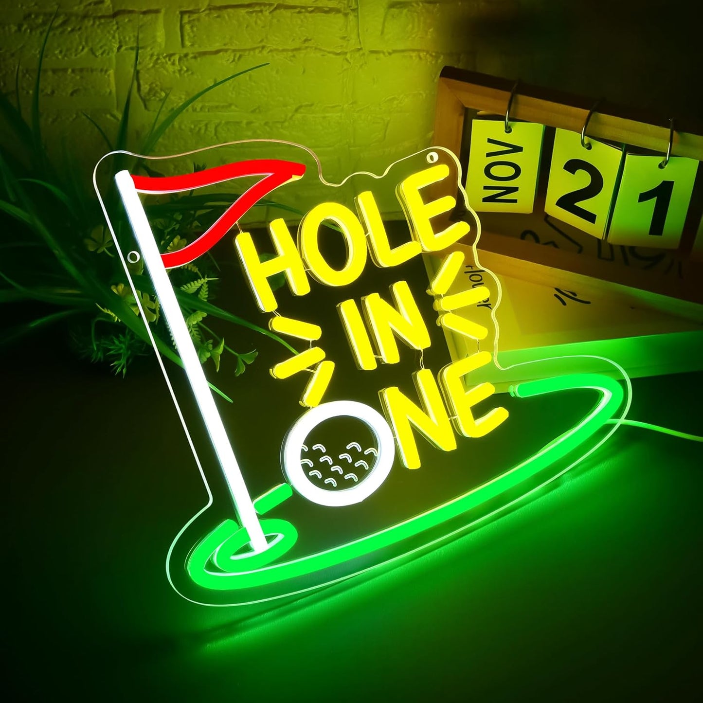 Golf Neon Sign for Wall Decor Hole In One Neon Light for Man Cave Putting Green LED Light Up Sign for Club Bedroom Bar Shop Party Wall Decor,Birthday Gifts for Golfer Size10.7 * 12.4inches(JTD285)