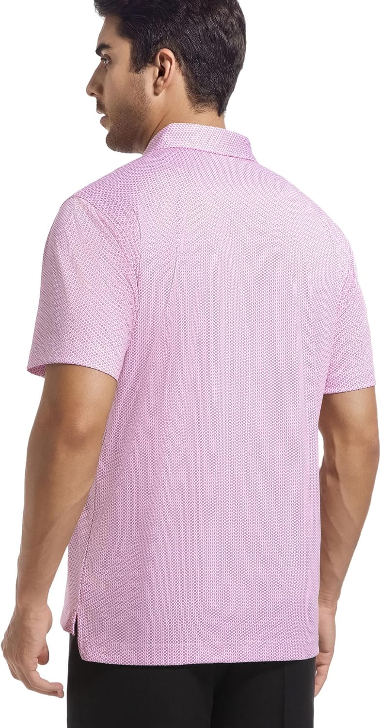 Alex Vando Mens Golf Shirt Moisture Wicking Classic Print Golf Shirts for Men