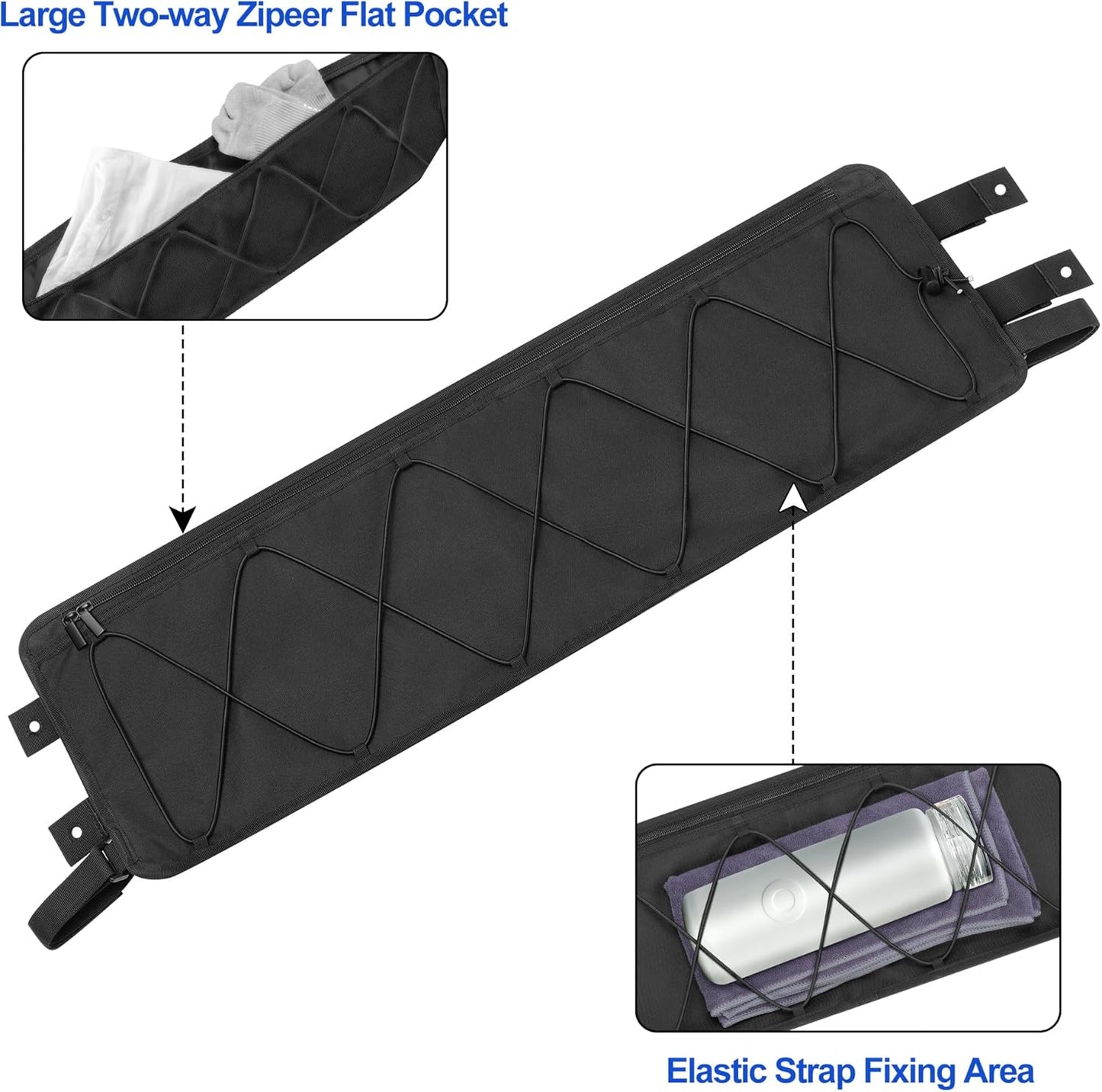 Golf Cart Ceiling Storage Bag, Golf Cart Overhead Organizer Bag Compatible with Club Car Precedent,Tempo, Onward, Black