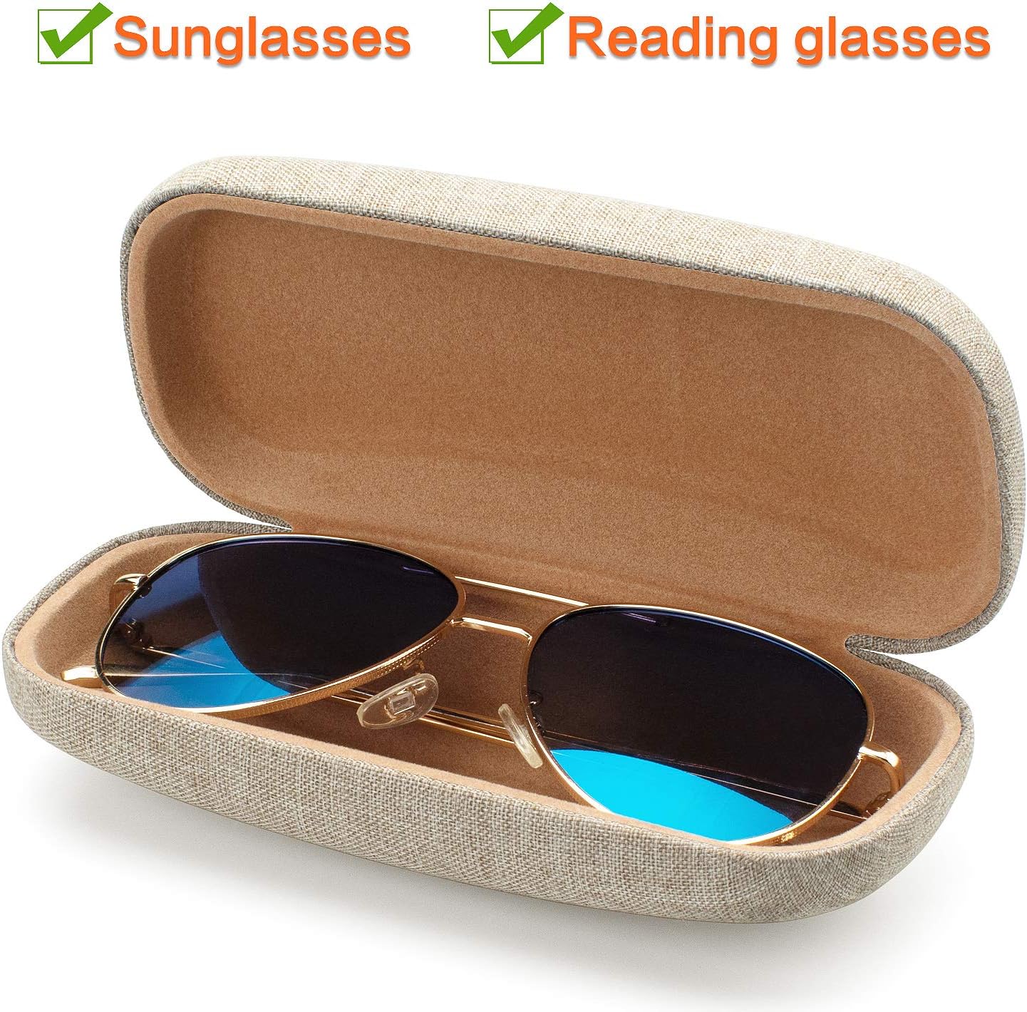 Vemiss Hard Shell Eyeglasses Cases, Linen Fabrics Protector Sunglasses Case, Large Glasses Case