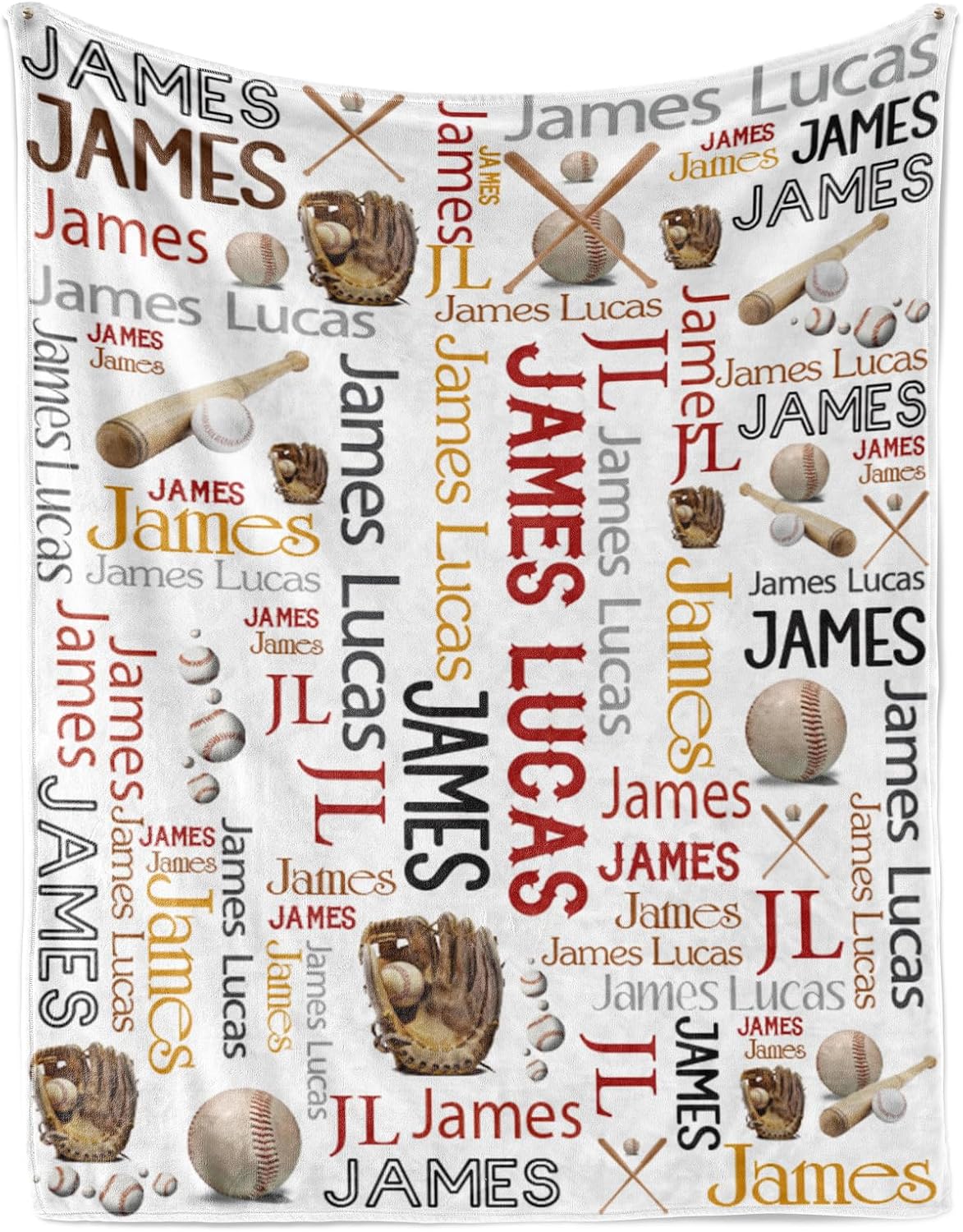 Custom Name Baseball Blanket - Personalized Names Soft Plush Flannel Throw Blankets for Baby Kids Teen Boys Girls Holidays Birthdays Gifts Color05