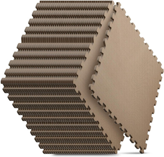 Home Gym Mat, Puzzle Exercise Mat, EVA Interlocking Foam Floor Tiles for Home Workout Equipment and Kids' Play Areas -, 24 in x 24 in x ½ in, Brown 36 Tiles