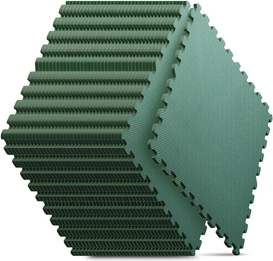 Home Gym Mat, Puzzle Exercise Mat, EVA Interlocking Foam Floor Tiles for Home Workout Equipment and Kids' Play Areas -, 24 in x 24 in x ½ in, Green 36 Tiles