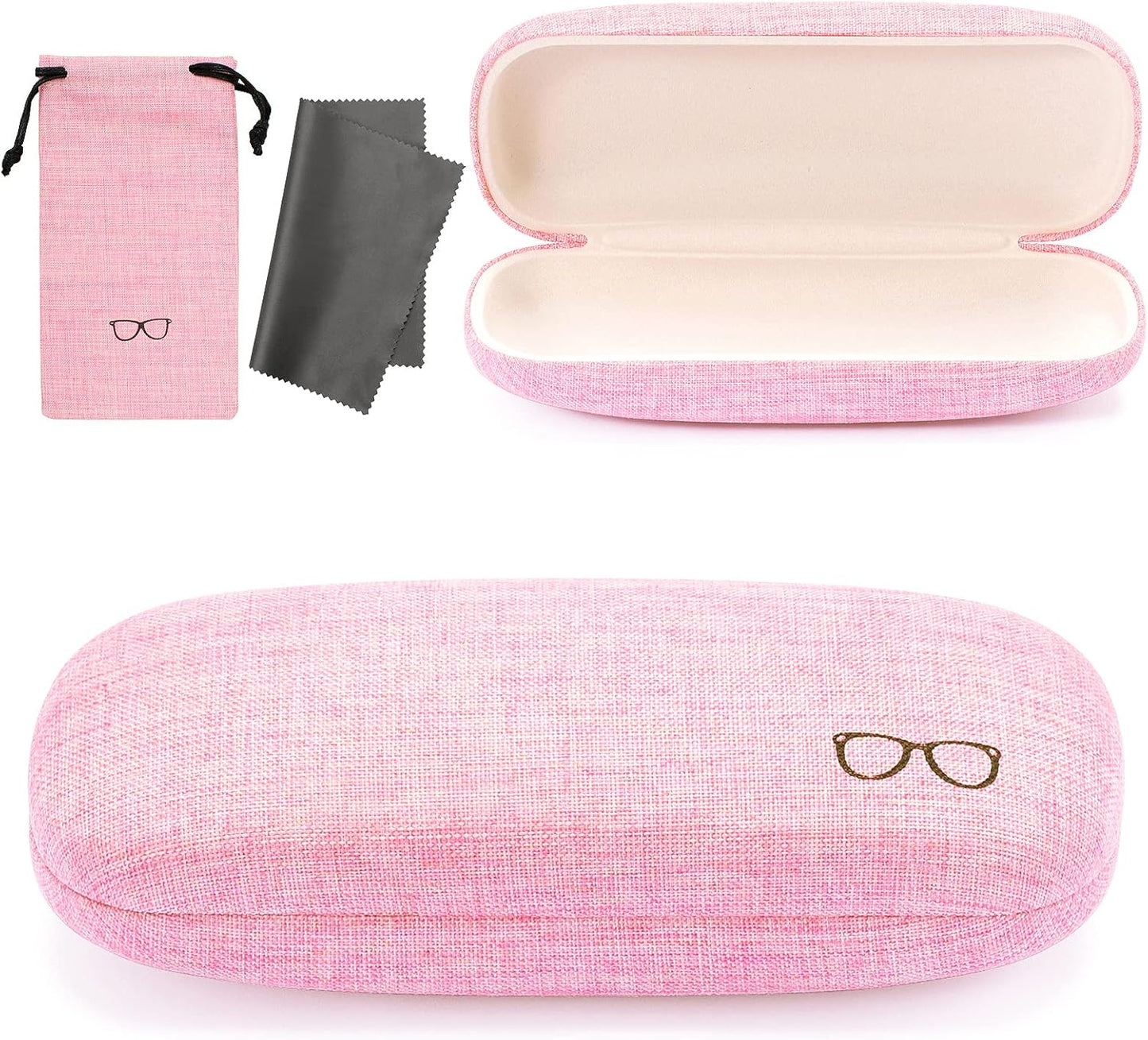 Vemiss Hard Shell Eyeglasses Cases, Linen Fabrics Protector Sunglasses Case, Large Glasses Case