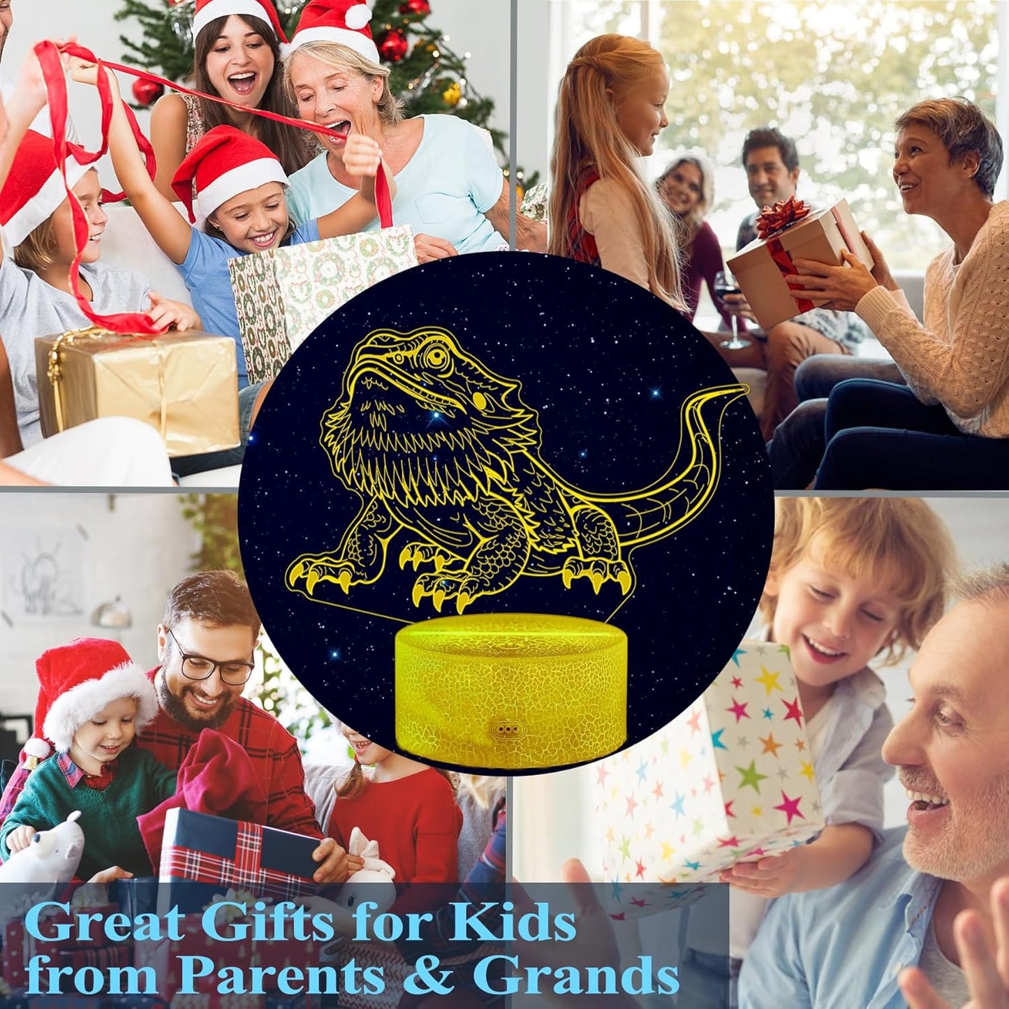 Bearded Dragon Gift, Bearded Dragons Night Light with Remote Control, 16 Colors Changing, RGB Flashing Mode, Dimmable, Great Bearded Dragon Tank Accessory and Decor