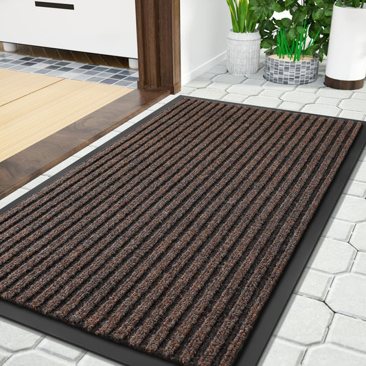 Yimobra Front Door Mat Outdoor Indoor Entrance, 100% Waterproof All-Season All Weather Doormat, Welcome Matt Outside Entry, Non Slip, Low Profile, Heavy Duty Patio Porch Floor Mats,36 x 17