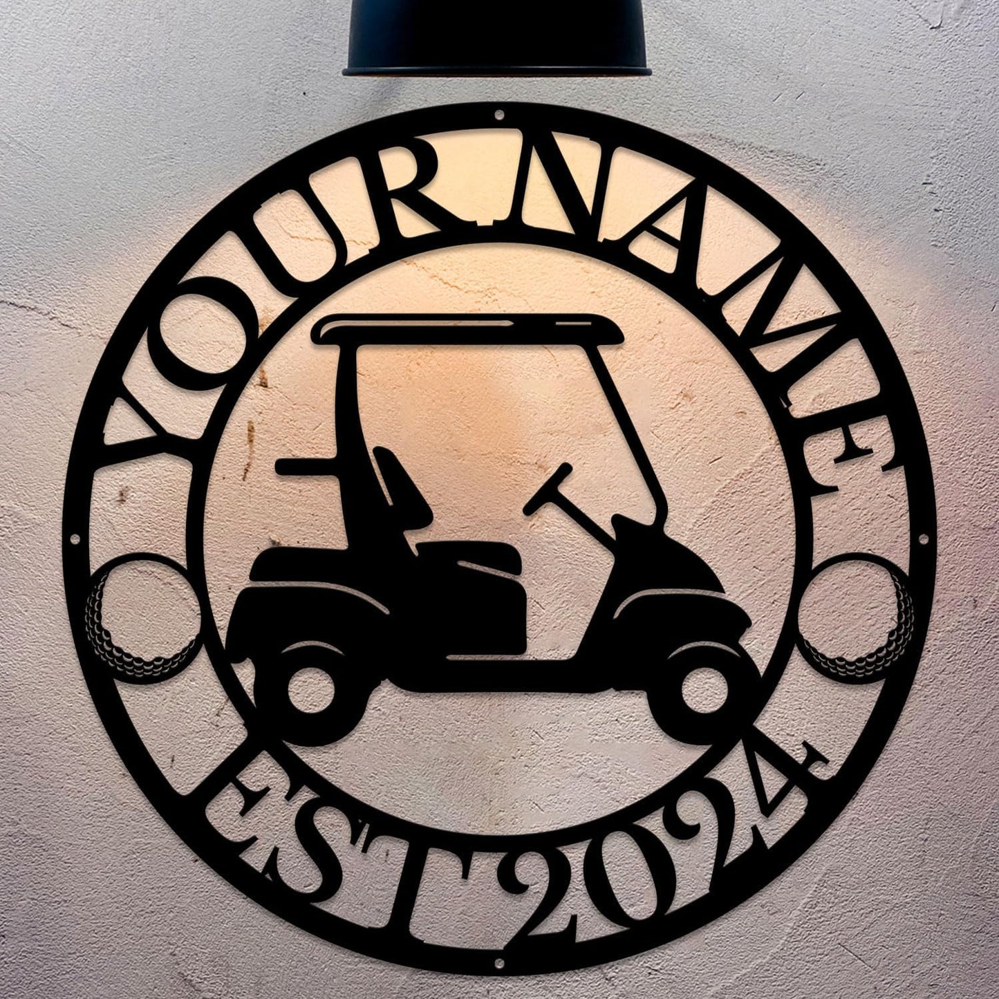 Golf Art Metal Signs,Custom Golf Metal Name Signs,Personalized Golf Signs,Black Golf Metal Wall Art Signs,Golfball Home Outdoor Metal Signs (Style I)