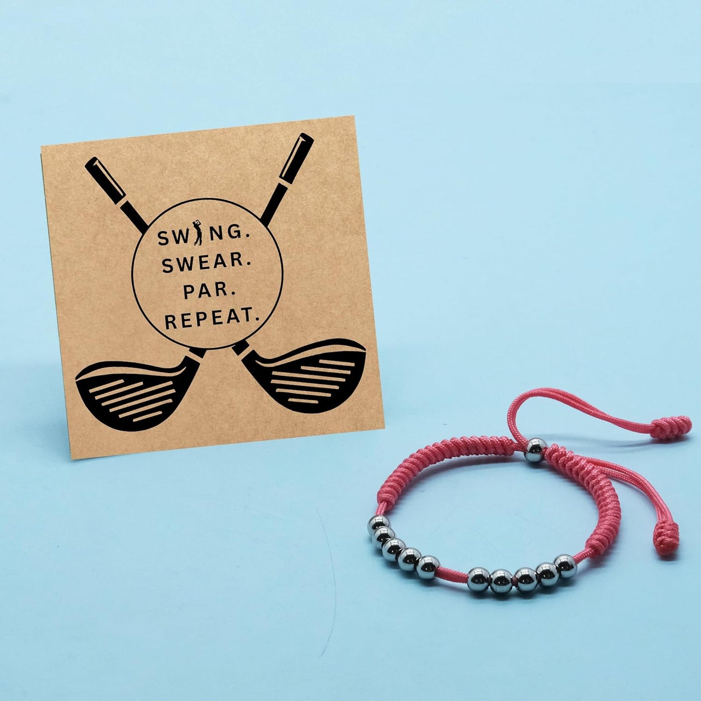 LAMIBEE Premium Golf Stainless Steel 10 Bead Score Counter Bracelet, Golf Stroke Count Bracelet, Resizable Easy Adjust Golf Round Scoring Tracker, Durable Stylish Golf Accessory