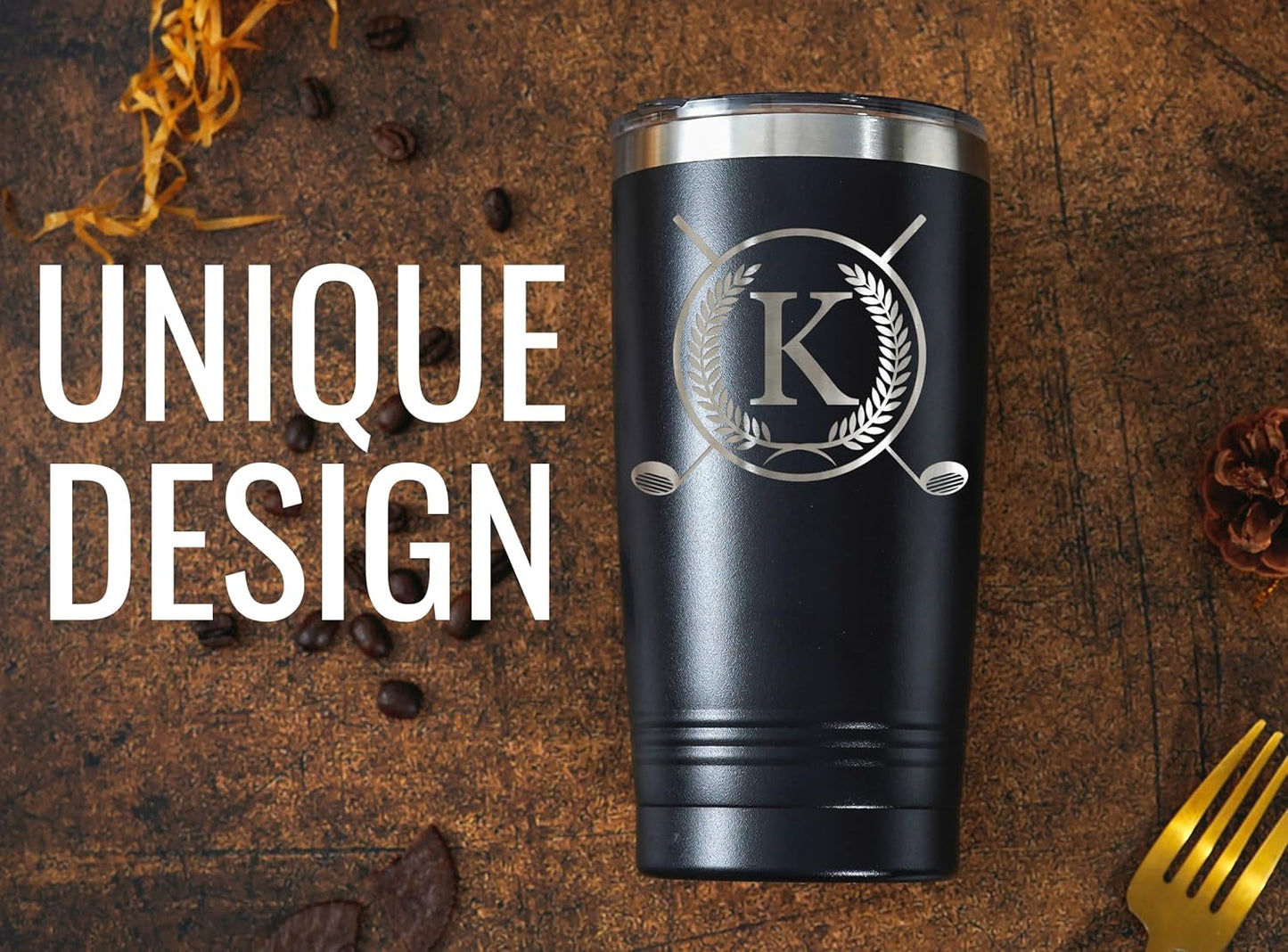Onebttl Golf Gifts for Men with Initial for Golfer & Golf Lovers, 20oz Travel Mug, Perfect Gifts for Men, Birthday, Christmas - K
