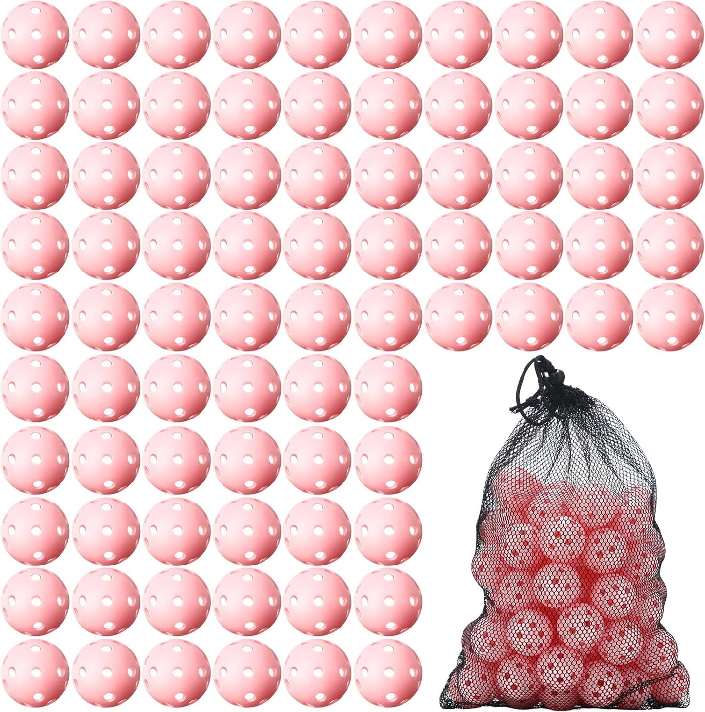 80 Pack Practice Golf Balls Limited Flight 42 mm Golf Training Airflow Hollow Plastic Ball for Women Men Indoor Outdoor Driving Range Swing Practice Home
