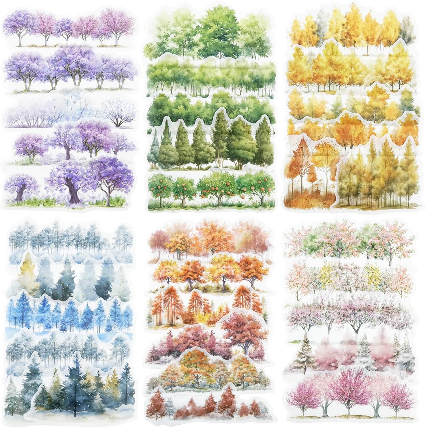Tree Washi Stickers Set, 120PCS Nature-Inspired Forest Stickers for Scrapbooking, Journaling, DIY Crafts, and Art Supplies