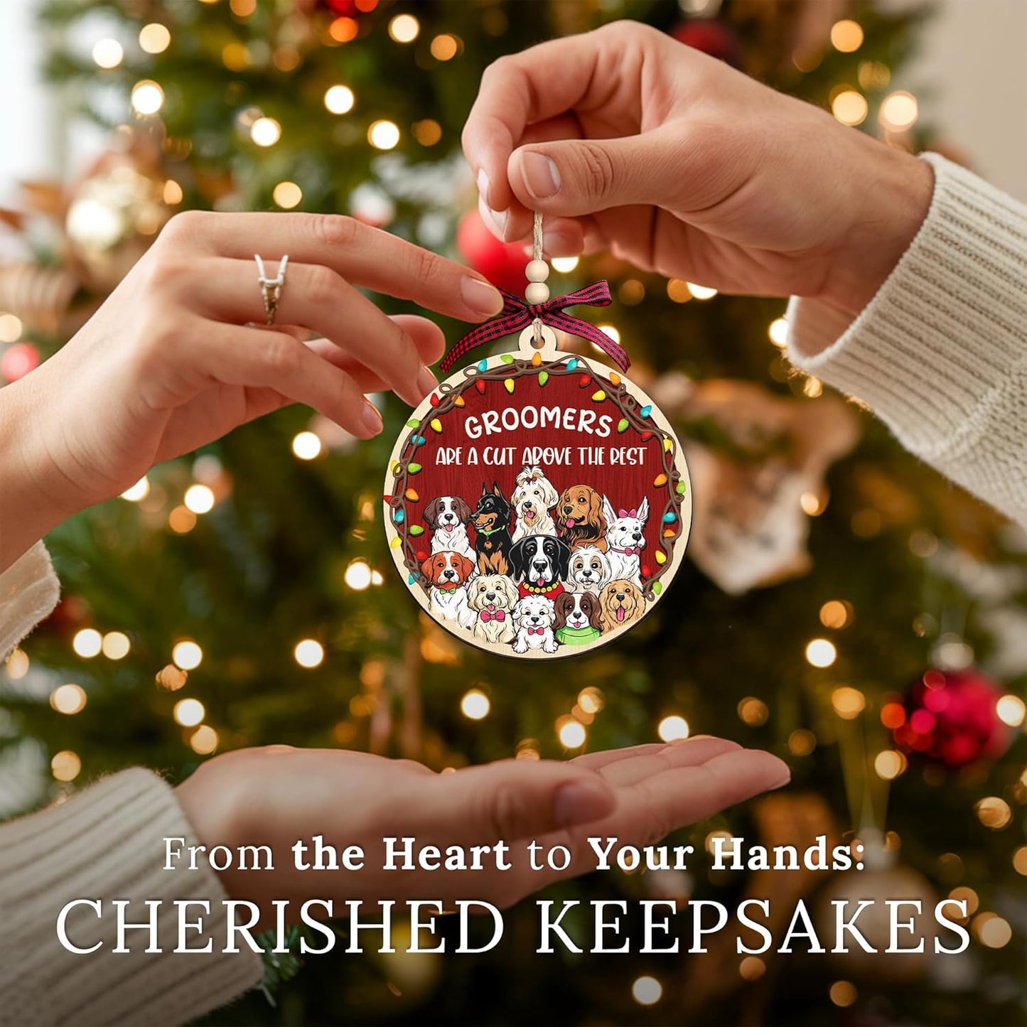 HEXMOZ Dog Groomer Gifts for Women - Thank You, Appreciation Gifts for Dog Groomers - Pet Dogs Groomer Christmas Ornament Holiday Decorations, Dogs Gift Ideas - Wood Xmas Ornaments for Christmas Tree