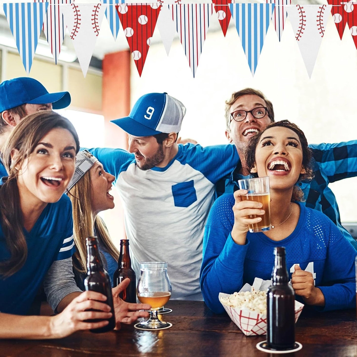 VitalCozy 4 Pcs 131 ft Baseball Pennant Banners Party Decorations American Baseball Theme Triangle Flags Garland Bunting for Birthday Camp BBQ Party Supplies Home Outdoor Hanging Decor