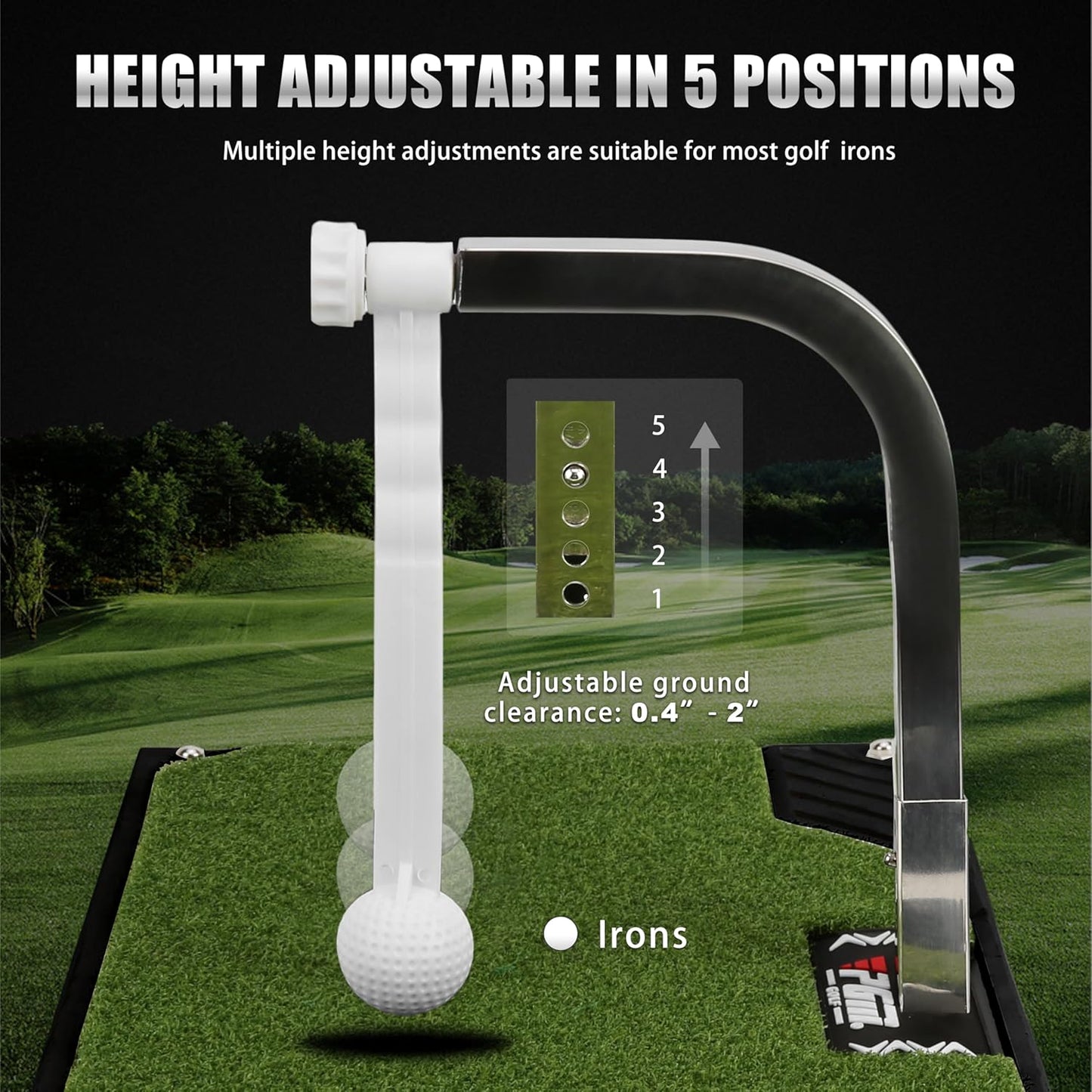 PGM Golf Swing Trainer - Golf Training Equipment with 5 Adjustable Height - Pure Path Swing Practice Mat Training Aid for Indoor Outdoor Home