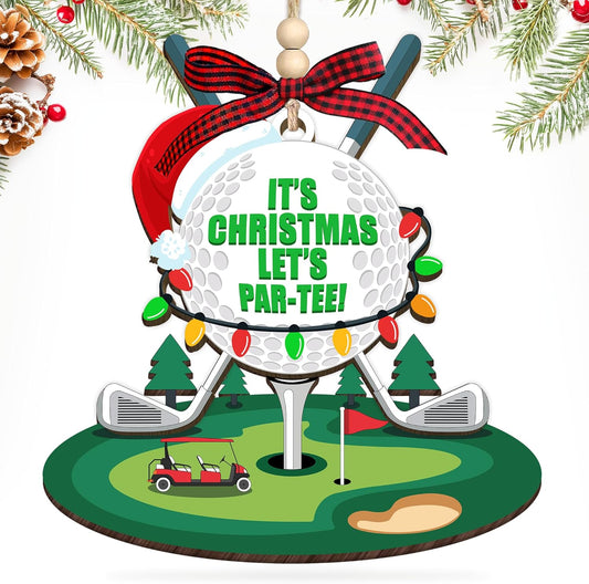 HEXMOZ Golf Christmas Ornaments 2025 - Christmas Golf Gifts for Men - Golfing Gifts for Golfers, Players, Fans - Cool Sports Present Ideas, Holiday Tree Decorations - Wood Xmas Ornaments