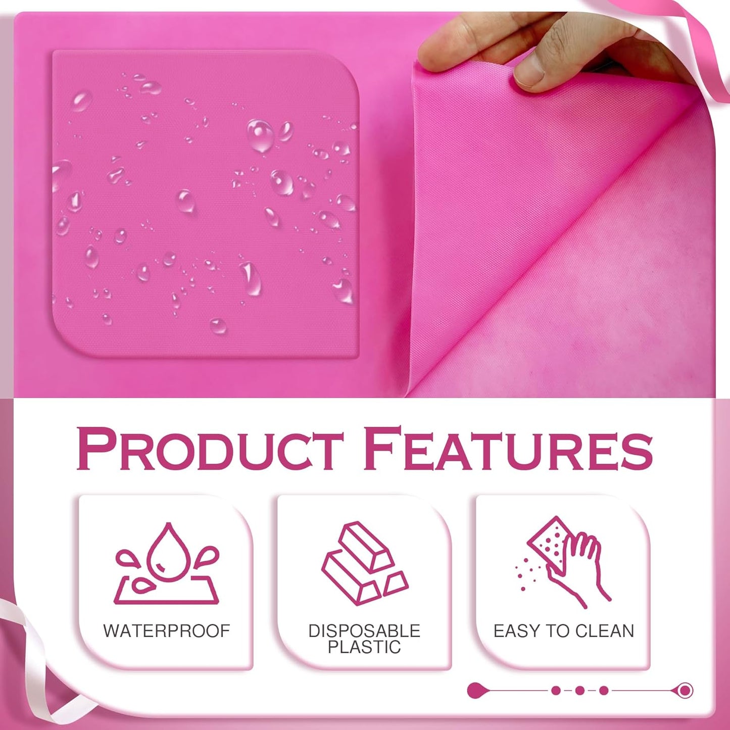 4 Pieces Pink & Green Series Rectangle Tablecloth, 54x72" Solid Color Waterproof & Spillproof Disposable Plastic Table Cover, Durable Party Tablecloth for Dining, Buffet, Picnic, Outdoor Events