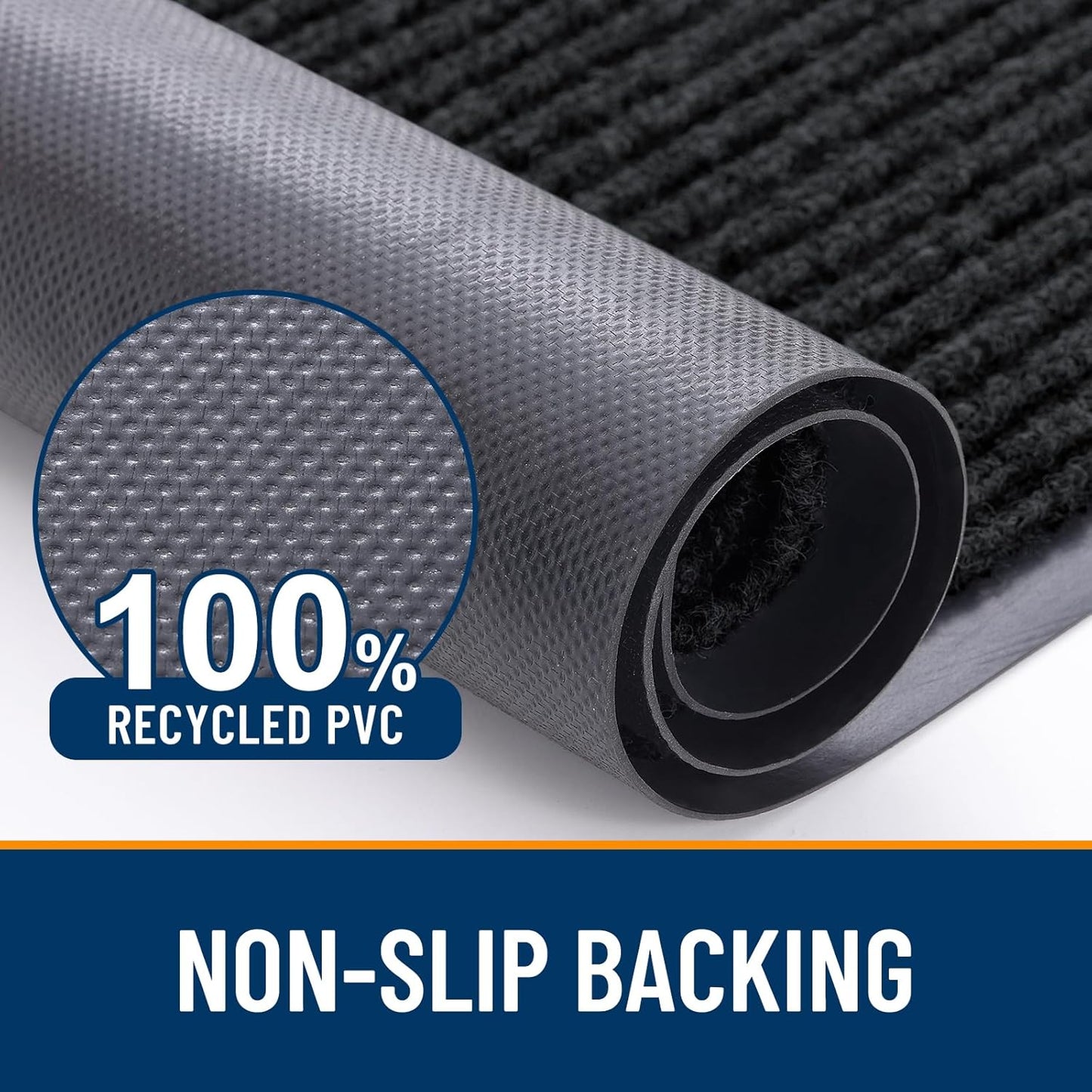 OLANLY Front Door Mat Indoor Outdoor Entrance, Waterproof Heavy Duty Doormat, Fade Resistant, Low Profile, Easy Clean Patio Porch Welcome Floor Mats for Entry, 59x20, Black