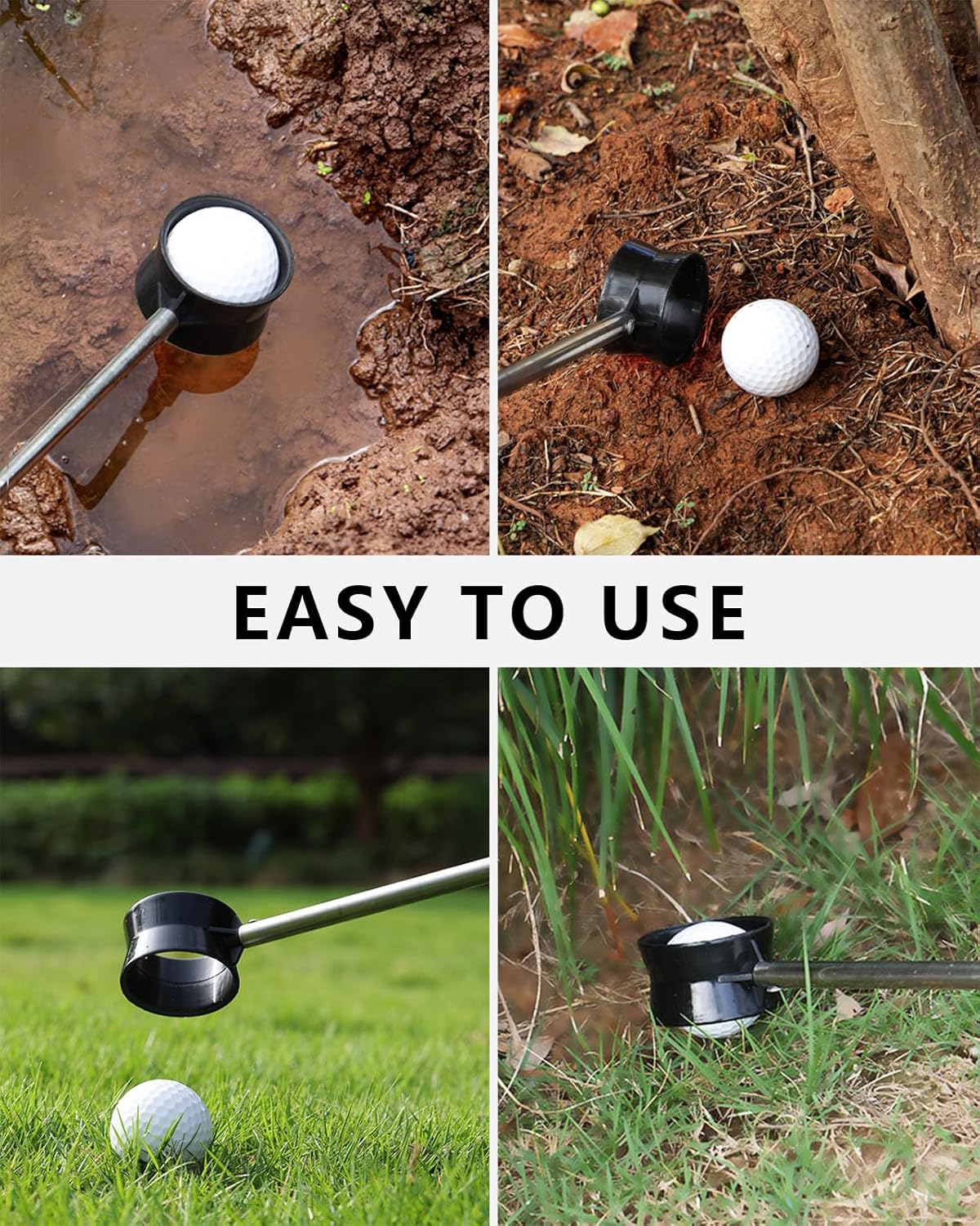 Telescopic Golf Ball Retriever (9/12ft) | Picker Upper Tool | Premium Stainless Steel & Double-Sided Head