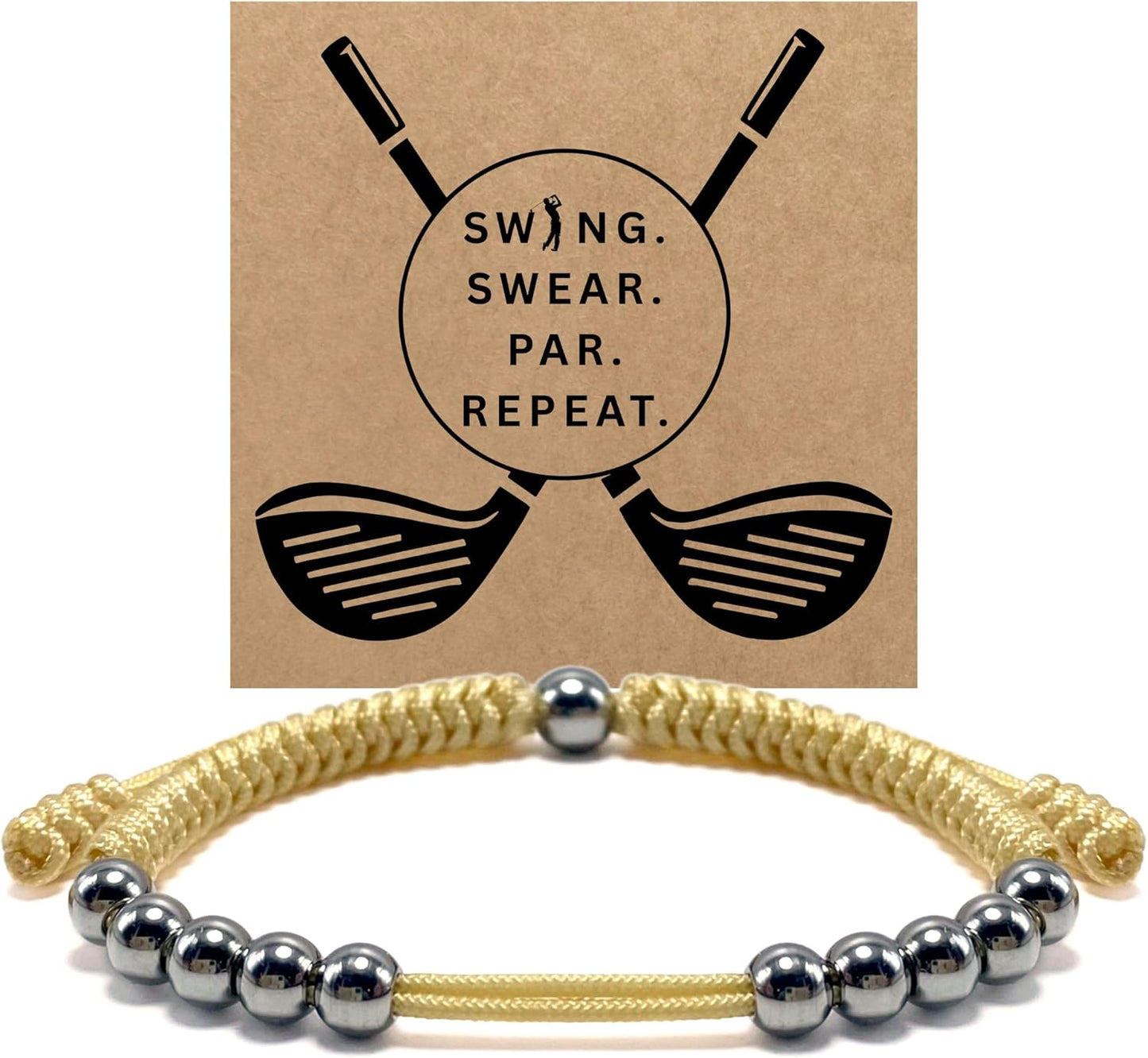 LAMIBEE Premium Golf Stainless Steel 10 Bead Score Counter Bracelet, Golf Stroke Count Bracelet, Resizable Easy Adjust Golf Round Scoring Tracker, Durable Stylish Golf Accessory