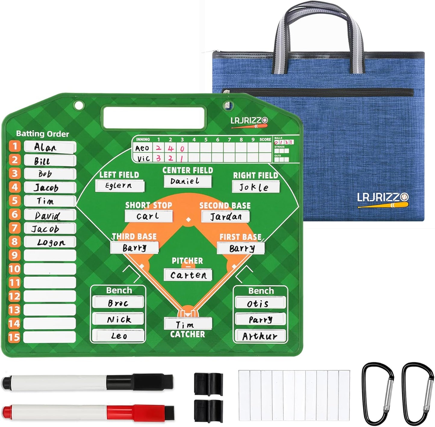 Magnetic Baseball Lineup Board，Baseball Lineup Cards Baseball Lineup Board for Dugout Baseball Clipboard for Coaches Softball Lineup Cards Marker Boards Baseball Coaching Accessories（Green）