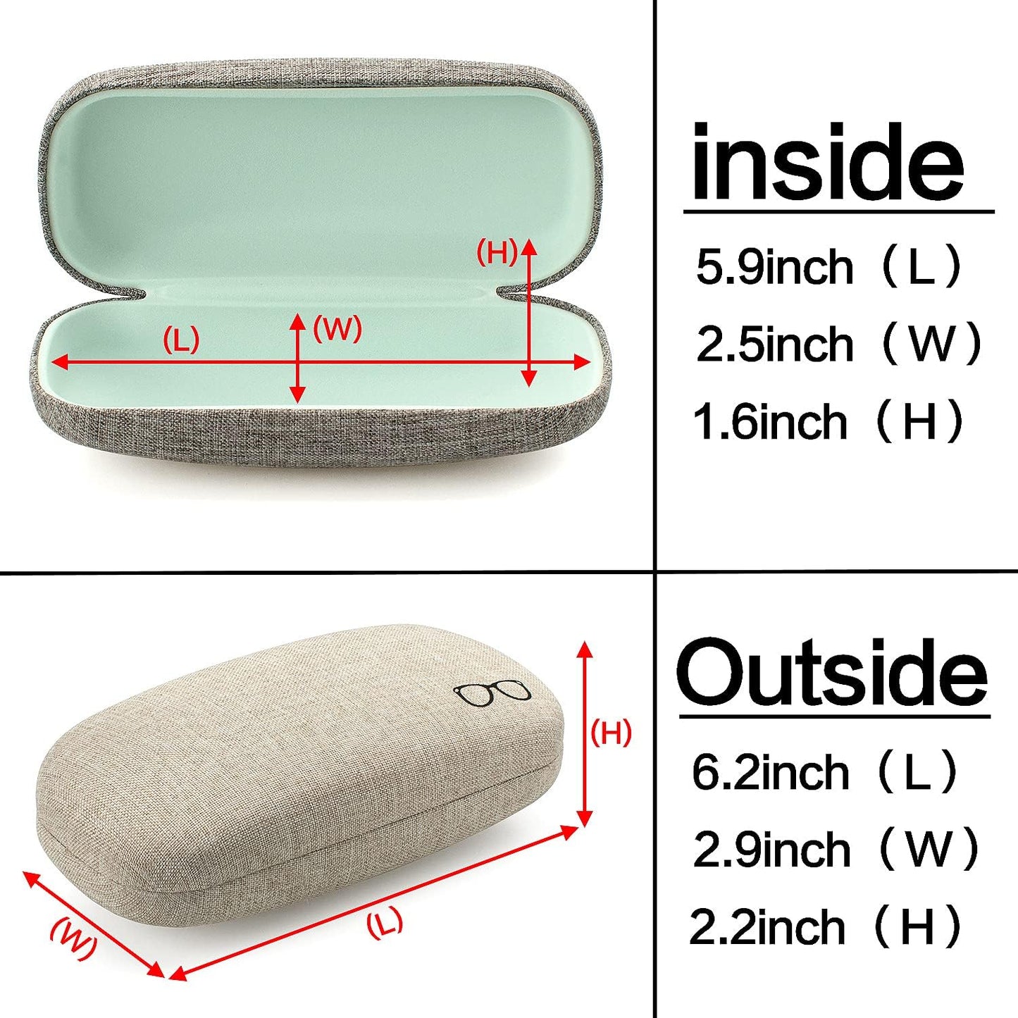 Vemiss Hard Shell Eyeglasses Cases, Linen Fabrics Protector Sunglasses Case, Large Glasses Case