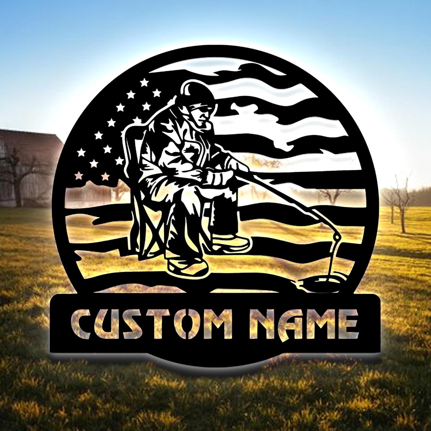 Custom Ice Fishing Metal Wall Art, Personalized Ice Fishing Name Sign Decoration For Room, Afcultures Metal Sign, Wall Hanging, Home Decor, Birthday Gift, Christmas Gift