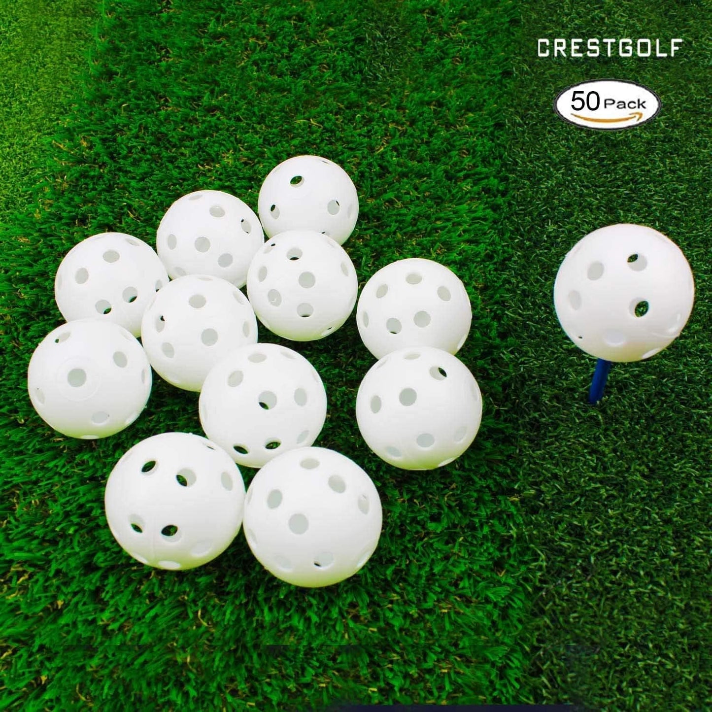 Crestgolf 50pcs Plastic Golf Training Balls – Airflow Hollow 40mm Golf Balls for Driving Range, Swing Practice, Home Use,Pet Play. …