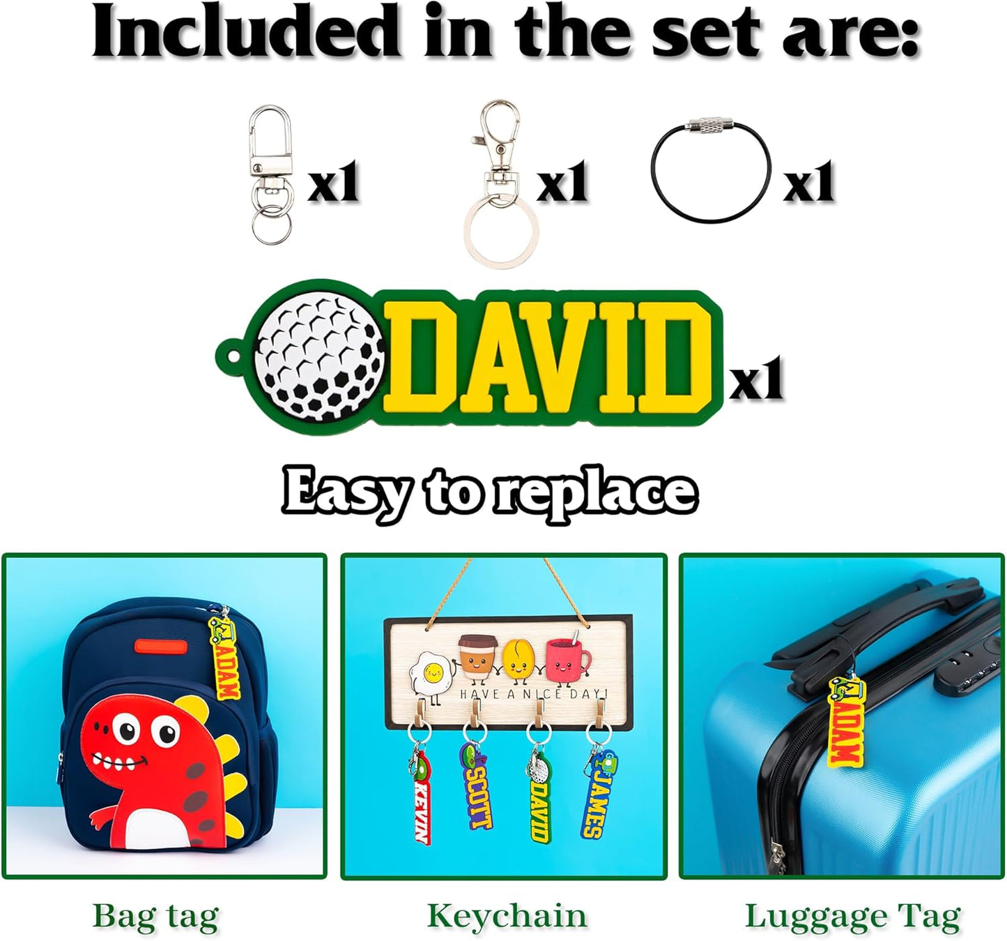 Personalized Sports Golf Keychain – Custom Name Tag, Bag Tag, Luggage Tag – Gift for Kids, Coaches, Teams