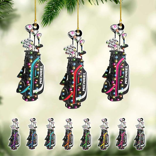Personalized Golf Ornaments for Christmas Tree 2025 Custom Golf Christmas Ornament Golfing Bag Ornament Sports Golf Cart Ornaments Gift for Golfer Bag Golfing Lovers Hanging Decoration (G12)