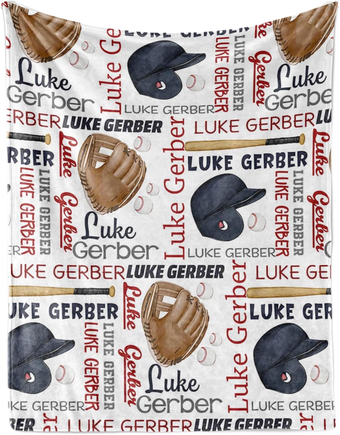Custom Name Baseball Blanket - Personalized Names Soft Plush Flannel Throw Blankets for Baby Kids Teen Boys Girls Holidays Birthdays Gifts Color02