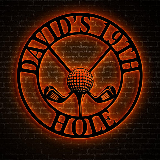 Personalized 19TH Hole Golf Metal Sign LED Light, Home Decoration, Golf Decor For Living Room, Gift For Golfer, Home Decor, Gift For Dad, Son, Sports Lovers, Christmas Gift