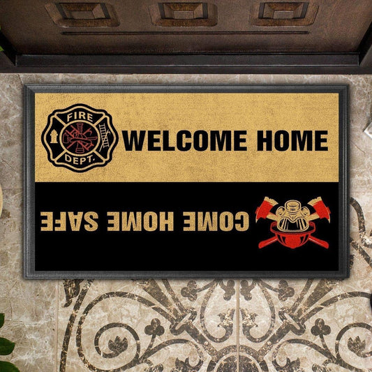 Save Lives Doormat Firefighter Welcome Home Come Home Safe Non Slip Entryway Rugs for Indoor Floor Door Mat Dries Quickly Kitchen Mat Natural Durable Easy to Maintain Bath Mat 18x30 inch