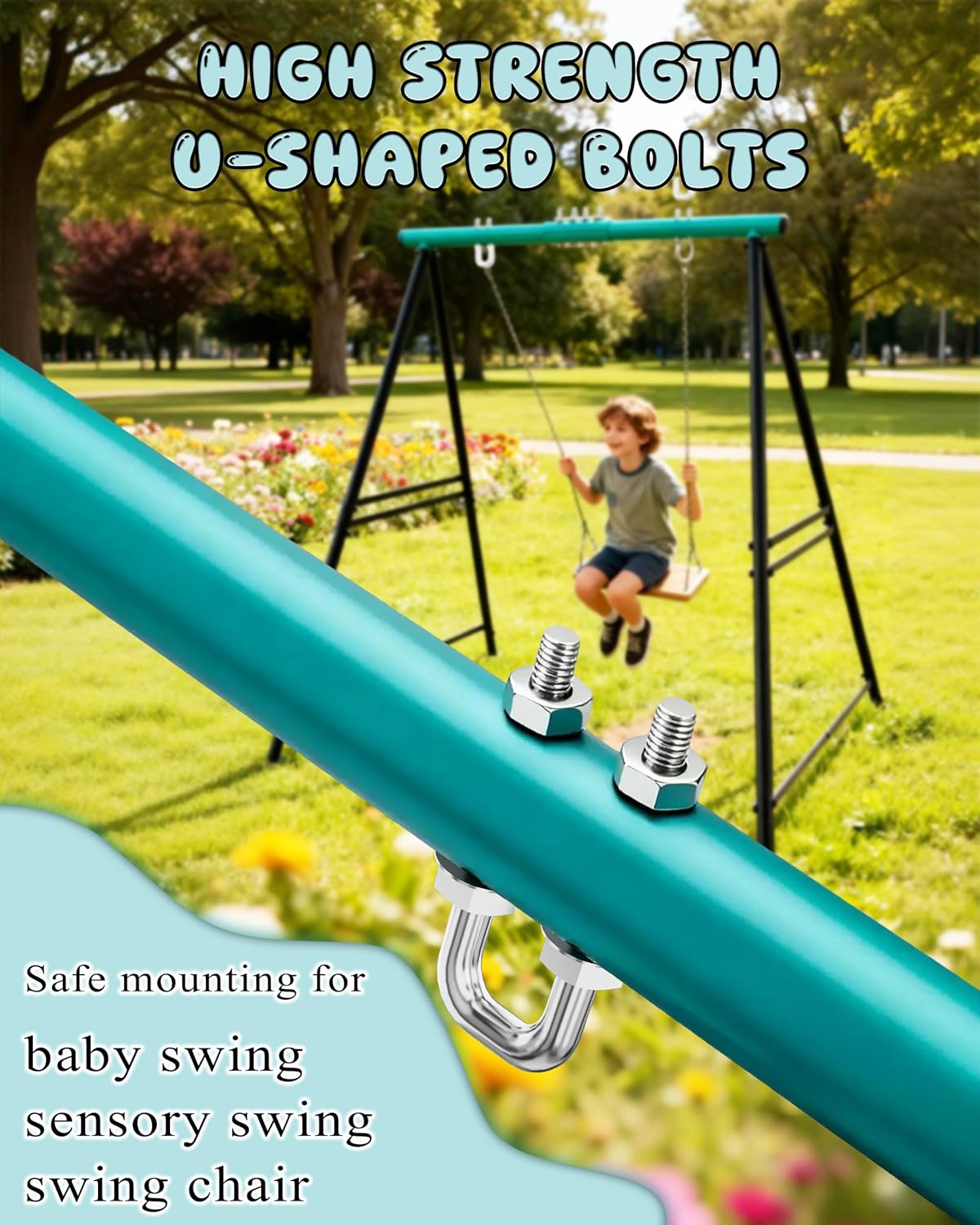 Porch Swing Stand Frame for Both Kids and Adults,440Lbs Heavy-Duty Metal A-Frame for Swing Sets for Backyard (Frame Only) (Blue)