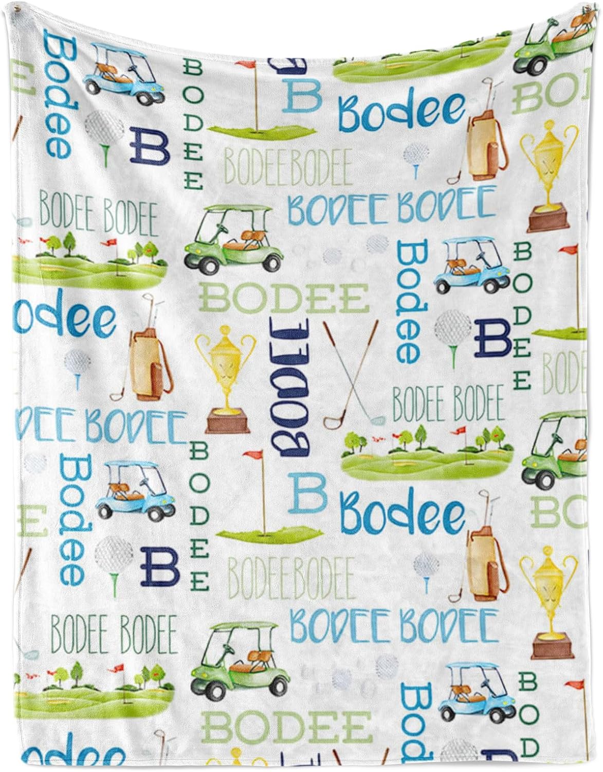 Custom Name Golf Blanket - Personalized Names Soft Plush Flannel Throw Blankets for Baby Kids Teen Boys Girls Holidays Birthdays Gifts Color20