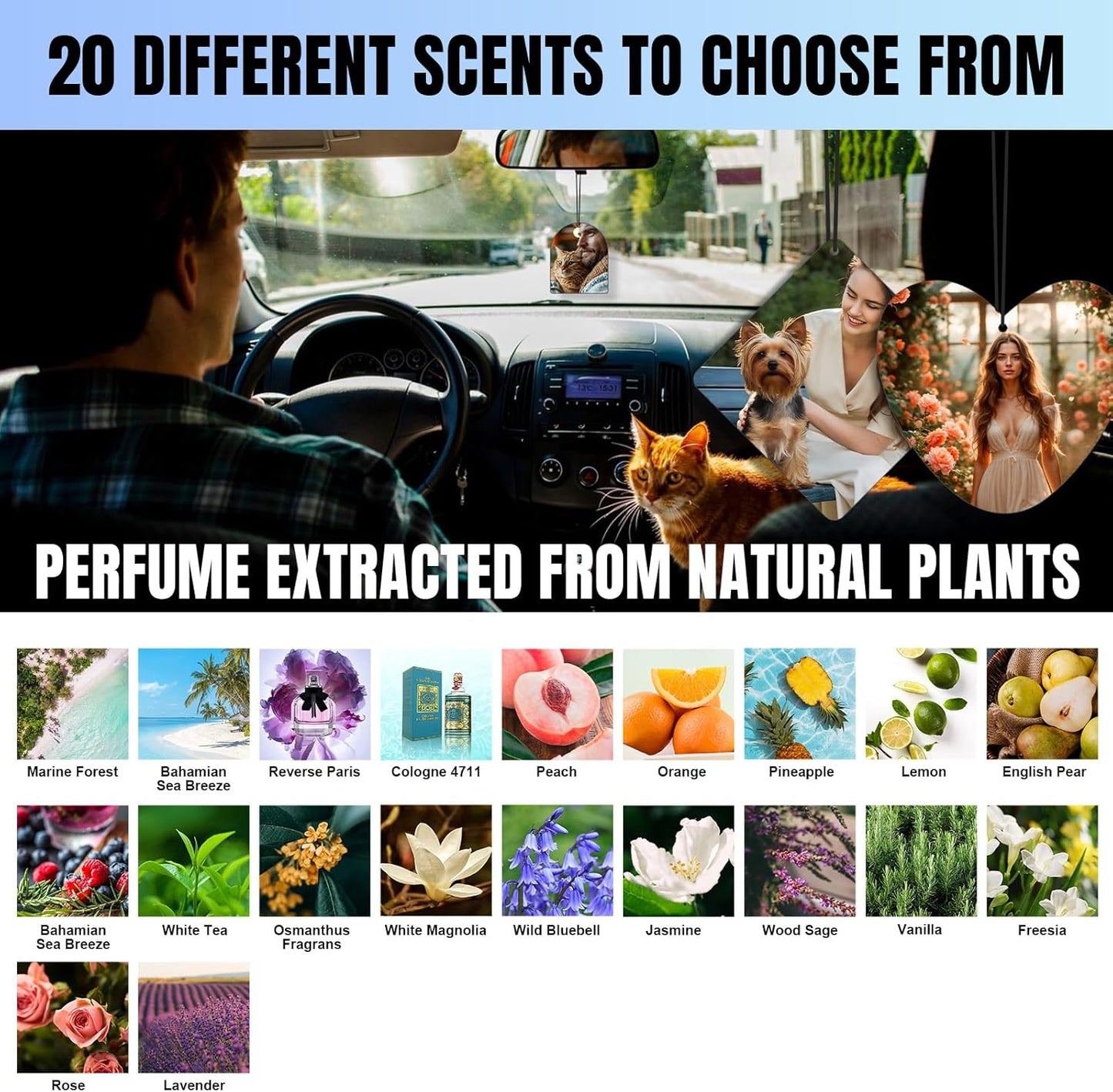 Custom Car Air Freshener with Picture - Personalized Double Sided Photo Air Fresheners for Car, Customized Air Freshener Gift for Men Women Bathroom Wardrobe Car (Horizontal square, Regular)