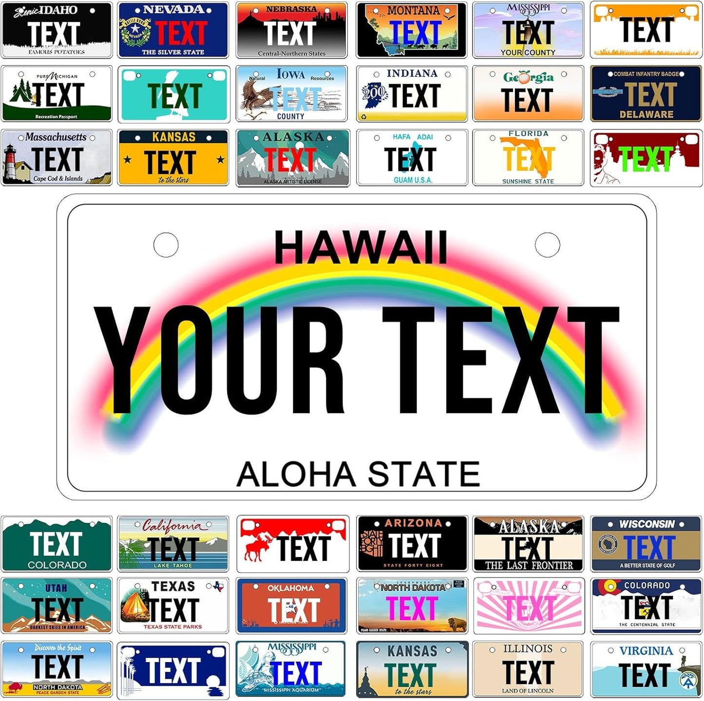 Custom Mini License Plate,Personalized Hawaii Bike License Plate - Select from All 50 States,3 Sizes - Customized Customizable State Car Tag Plates for Kids Bike, Bicycle,Toy Car,4x2 Inch