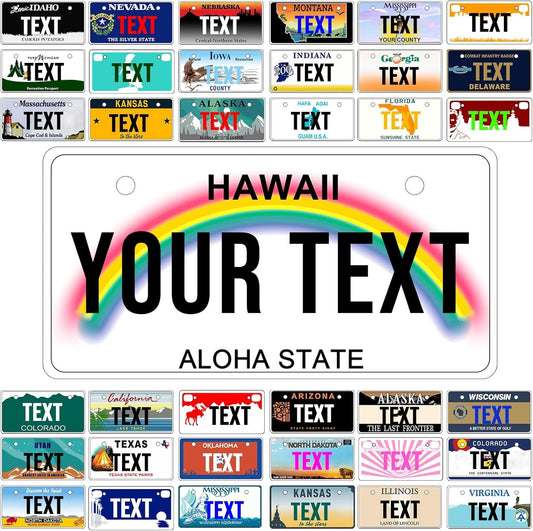 Custom Mini License Plate,Personalized Hawaii Bike License Plate - Select from All 50 States,3 Sizes - Customized Customizable State Car Tag Plates for Kids Bike, Bicycle,Toy Car,4x2 Inch