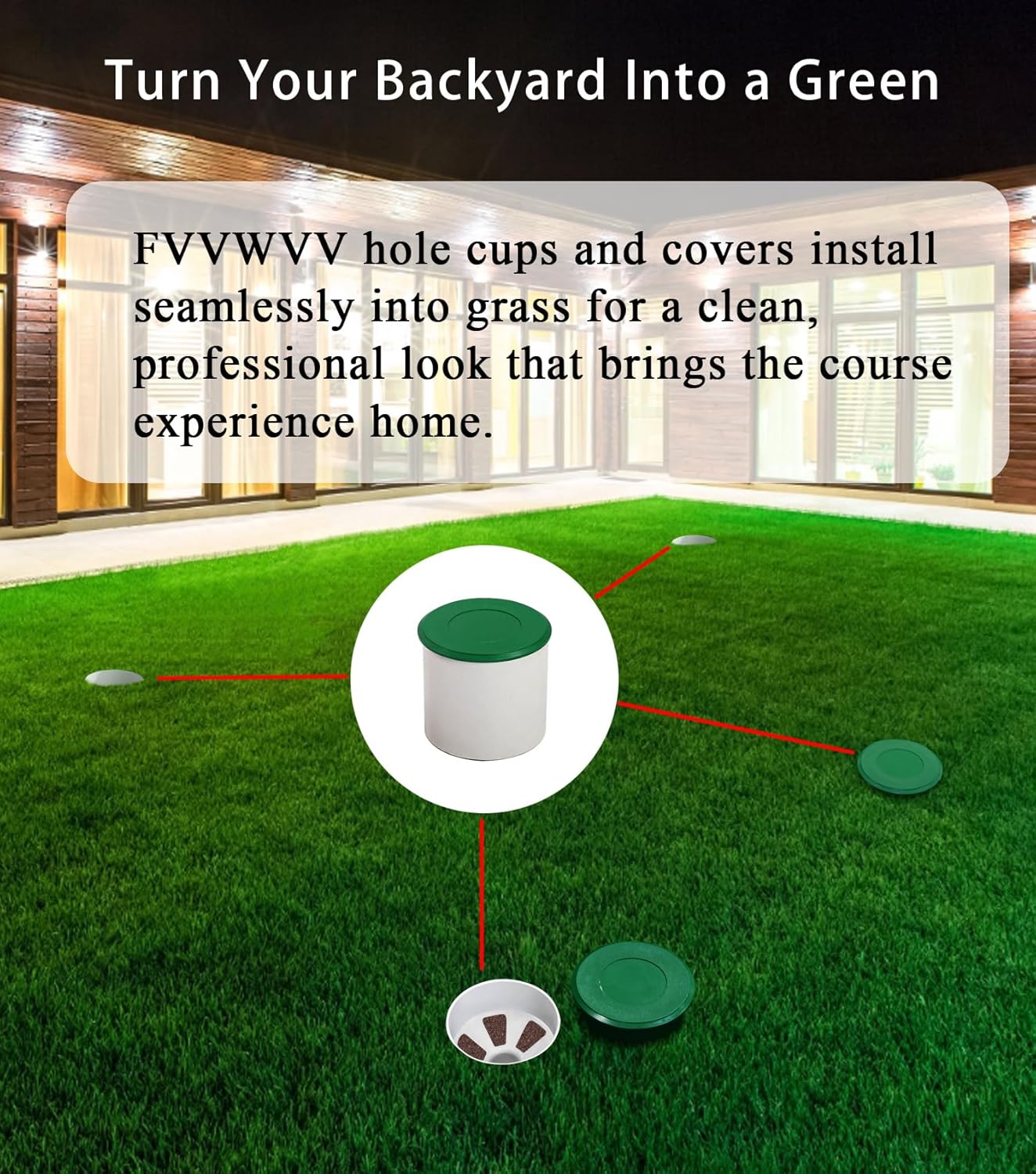 2 Sets Golf Hole Cup with Cups Cover, Golf Accessories for Backyard Practice Putting Green, Enhanced Home Golfing Experience