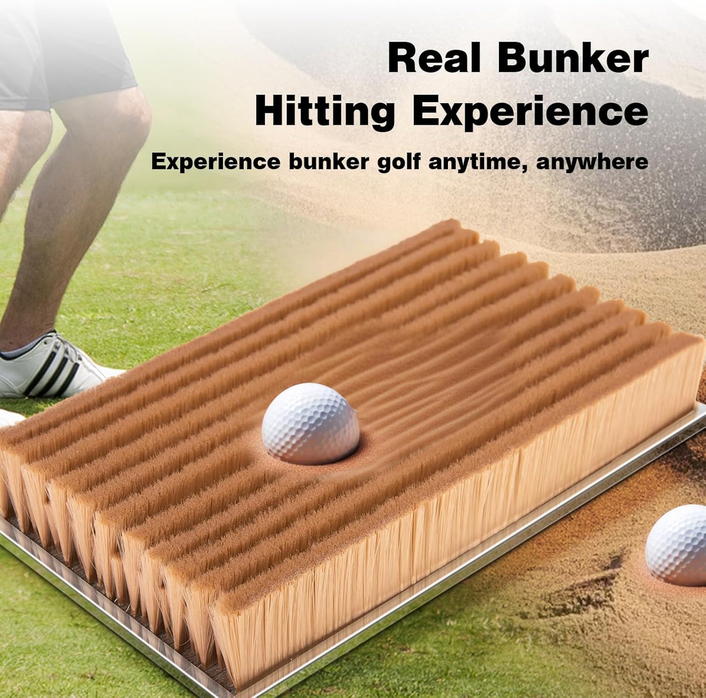 Bunker Practice Mat - Simulates Real Golf Course Bunker, Stainless Steel Base for Stable Indoor Golf Simulator Practice