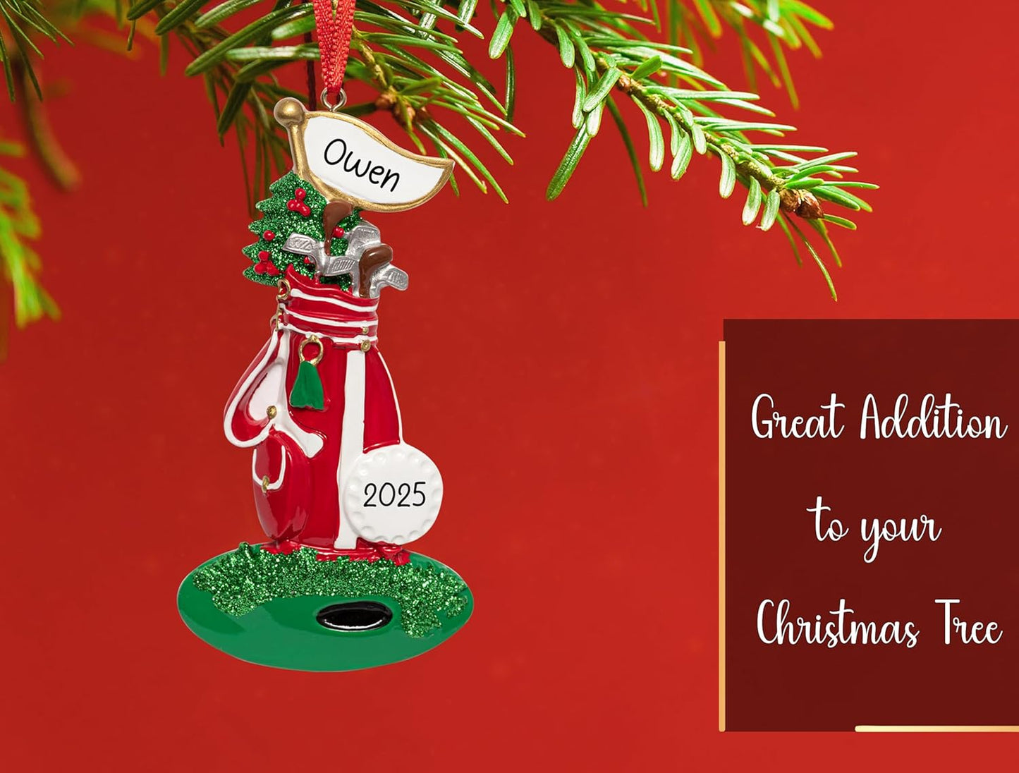 Personalized Golf Christmas Ornament 2025 | Golf Club Set, Bag Ball and Irons Decoration for Xmas Tree | Golfing Keepsake Gift for Golfer & Golf Player - Custom Name & Year