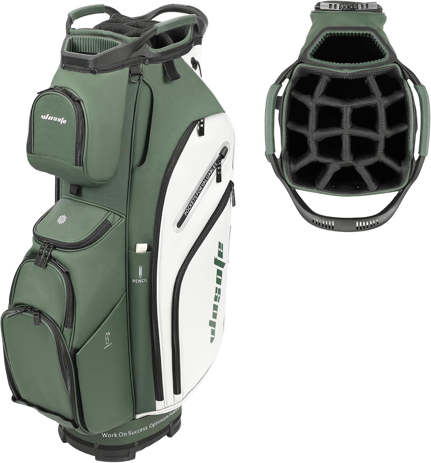 PU Leather Lightweight Men Women Blue White Black Green Golf Bag,Multiple 10 Pockets 14-Way Dividers Cooler Pouch Golf Cart Bag