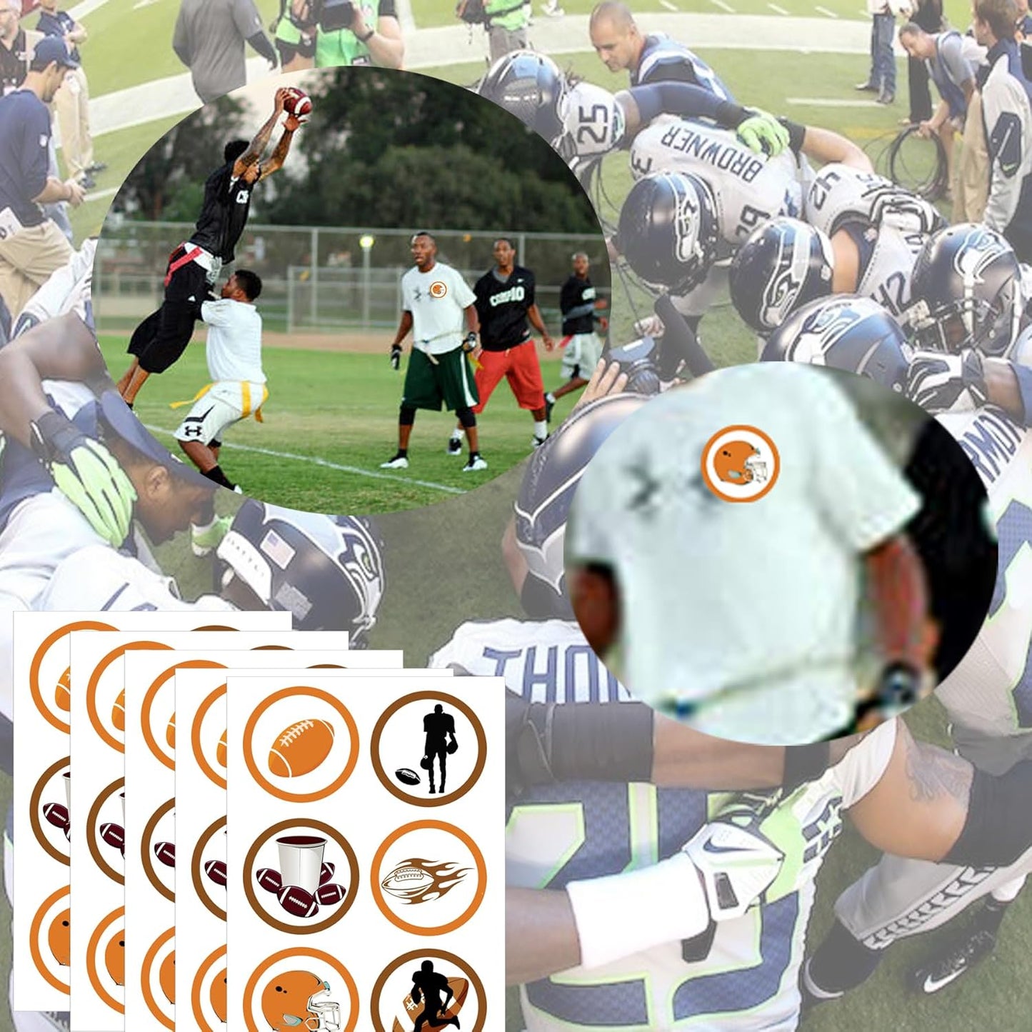 Football Sport Stickers Themed Party Decorations Labels 2 inch - Birthday Baby Shower Retirement Party Favors Football Labels for Scrapbooking Crafts 180 Pcs