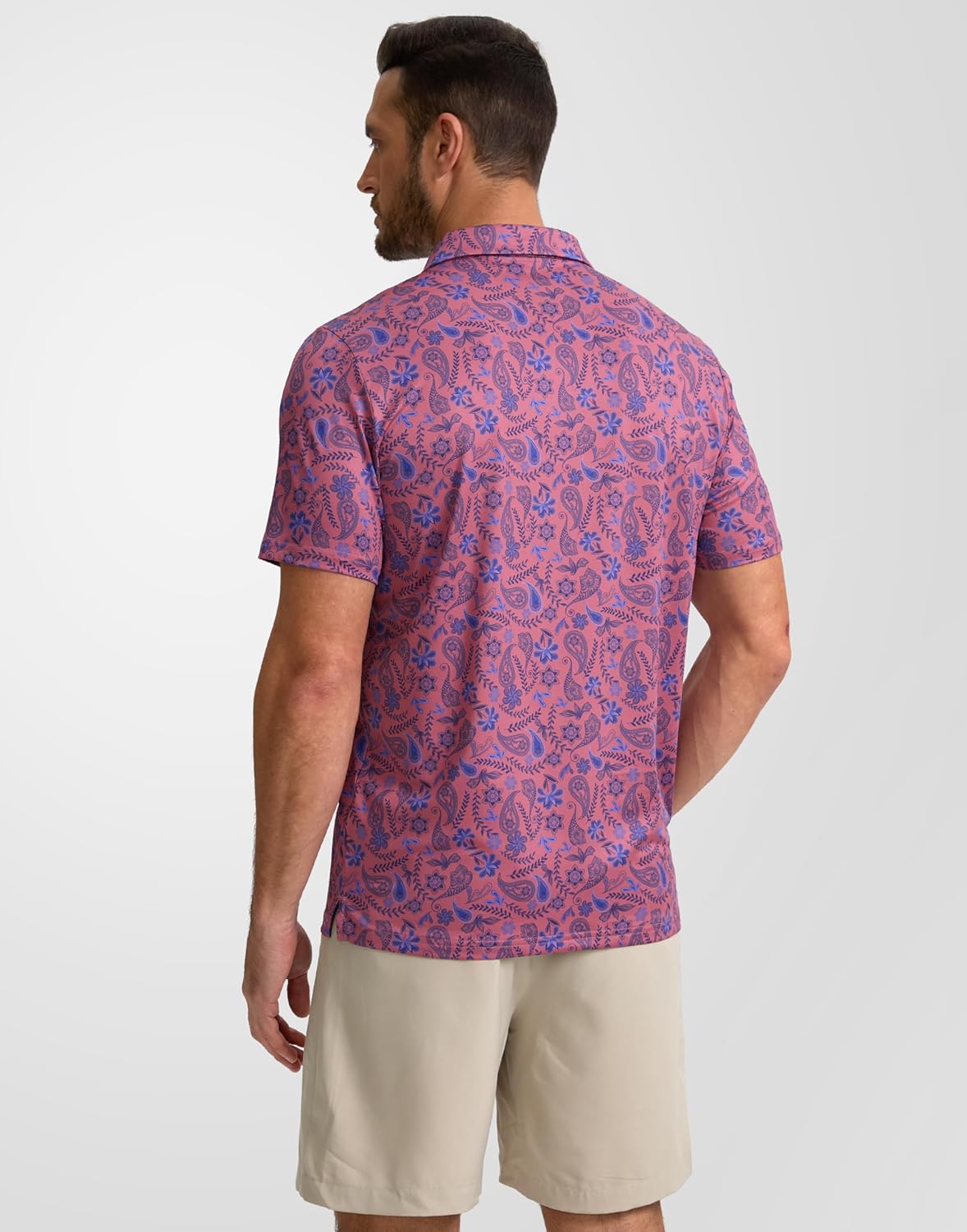 Obla Mens Golf Polo Shirts Short Sleeve Dry Fit Performance Moisture Wicking Casual Print Collared Golf Shirts for Men