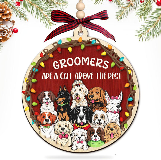 HEXMOZ Dog Groomer Gifts for Women - Thank You, Appreciation Gifts for Dog Groomers - Pet Dogs Groomer Christmas Ornament Holiday Decorations, Dogs Gift Ideas - Wood Xmas Ornaments for Christmas Tree