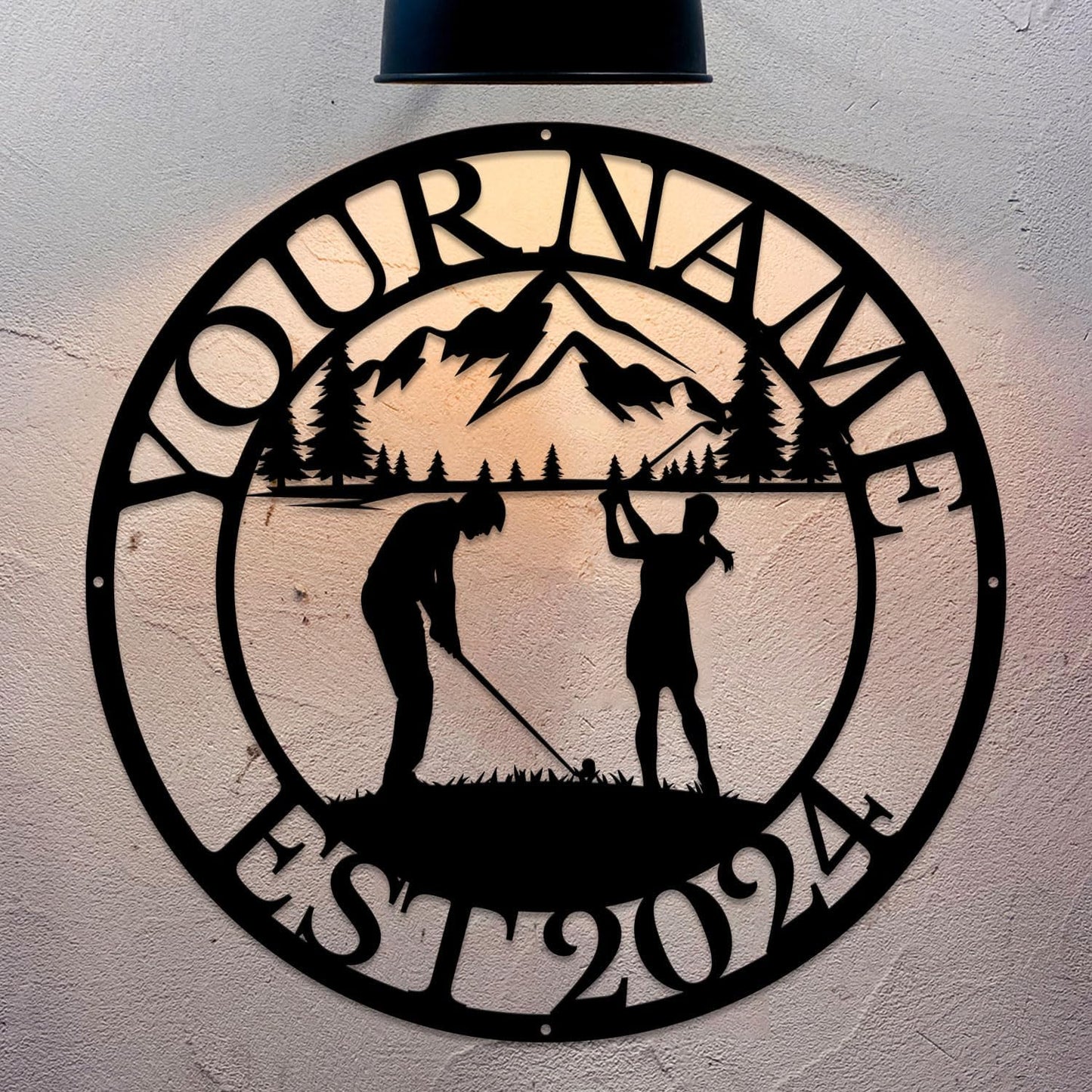 Golf Art Metal Signs,Custom Golf Metal Name Signs,Personalized Golf Signs,Black Golf Metal Wall Art Signs,Golfball Home Outdoor Metal Signs (Style C)