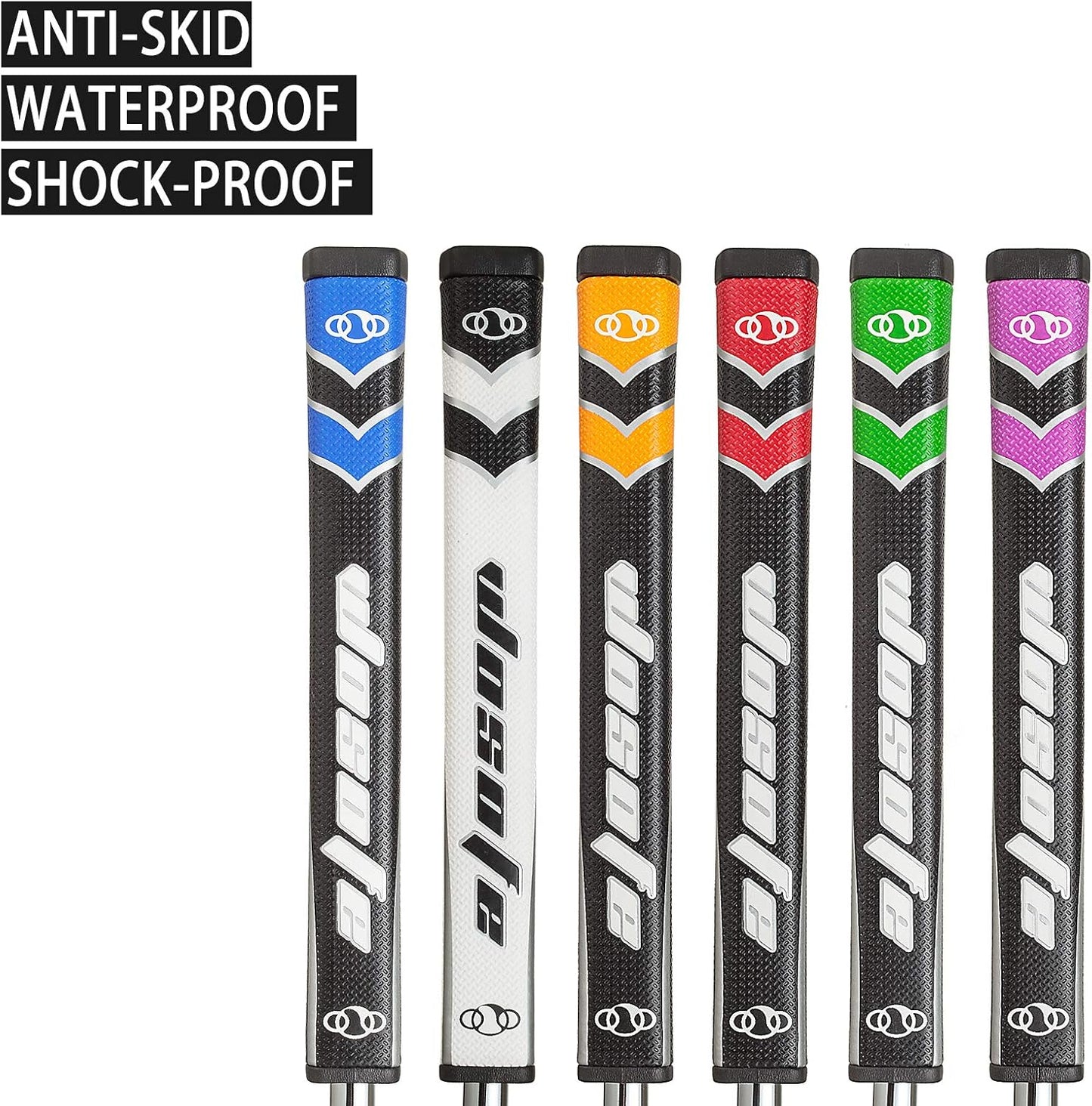 Golf Putter Grips Midsize for Men 45g 2.0 Fit Most Iron Club Pistol Shape Lightweight Tacky Surface Delicate Pattern Soft Polyurethane Material Comfortable Feel 6 Colors for Choose