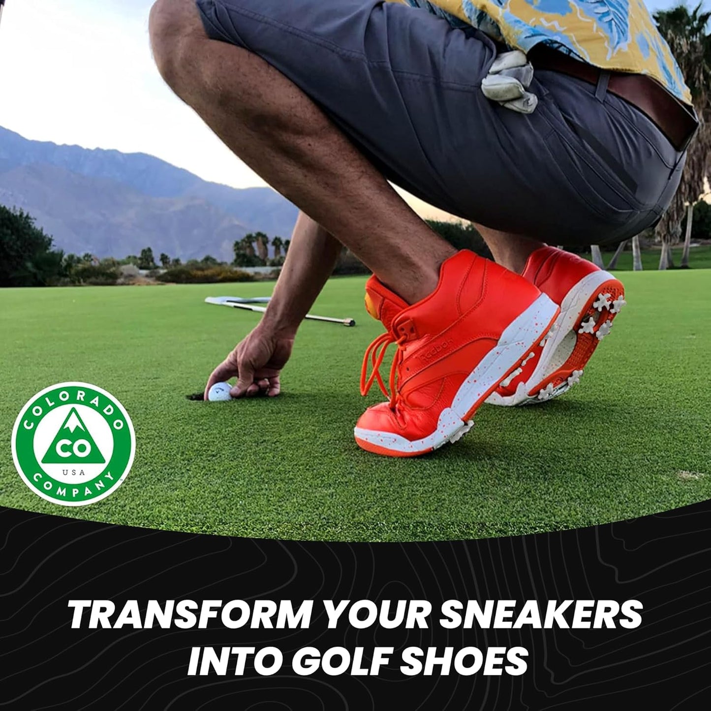 Golfkicks DIY Golf Cleats Kit Transform Sneakers into Golf Shoes Fun Gift Compatible with Flat Rubber Sole Shoes Includes 20 Golf Spikes and Mounting Tools