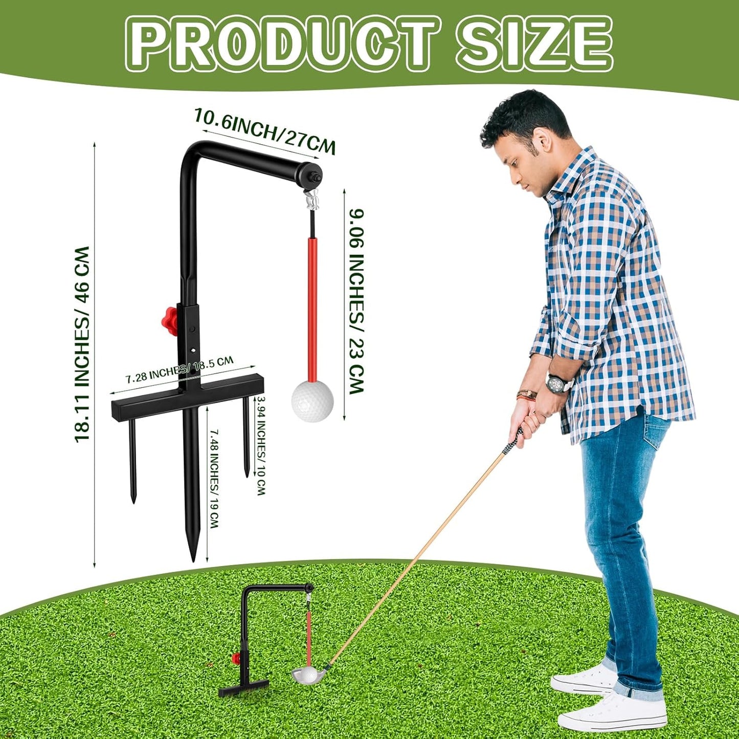 Poen 1 Set Golf Swing Trainer Training Iron Practice Swing Groover with 3 Height Indoor Golf Practice Simulator Accessories Aid Equipment